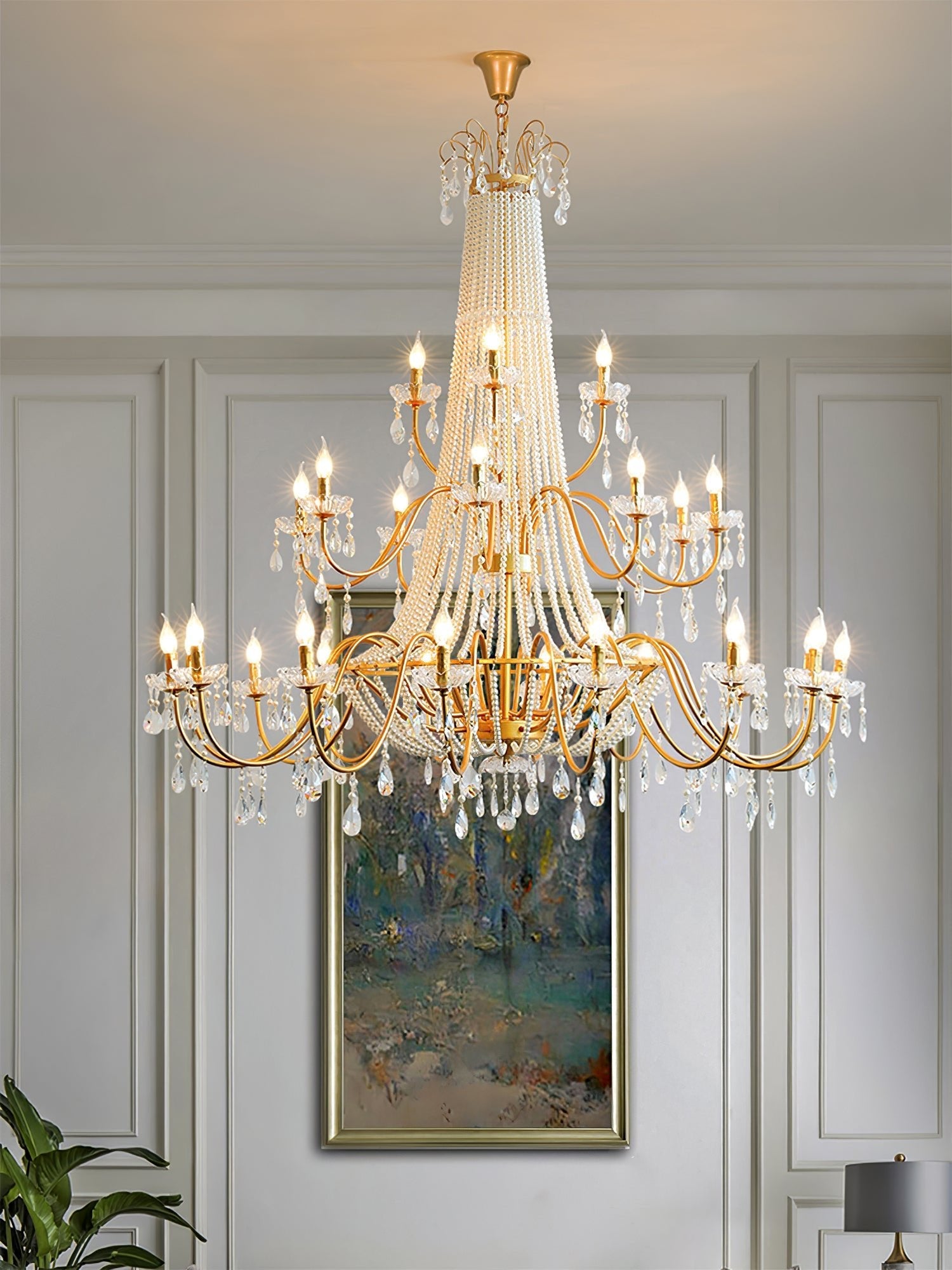 Eurvaros Vintage Crystal Brass Chandelier - Blowlighting