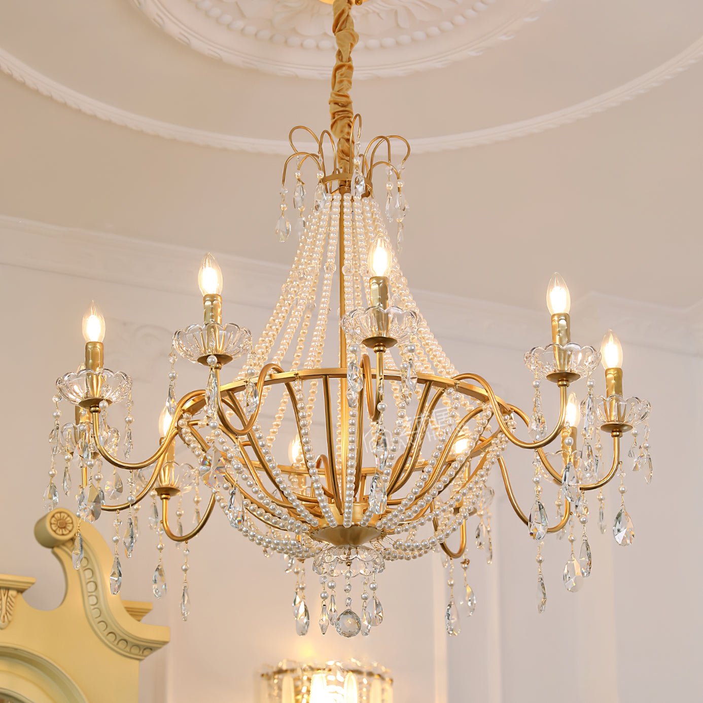 Eurvaros Vintage Crystal Brass Chandelier - Blowlighting