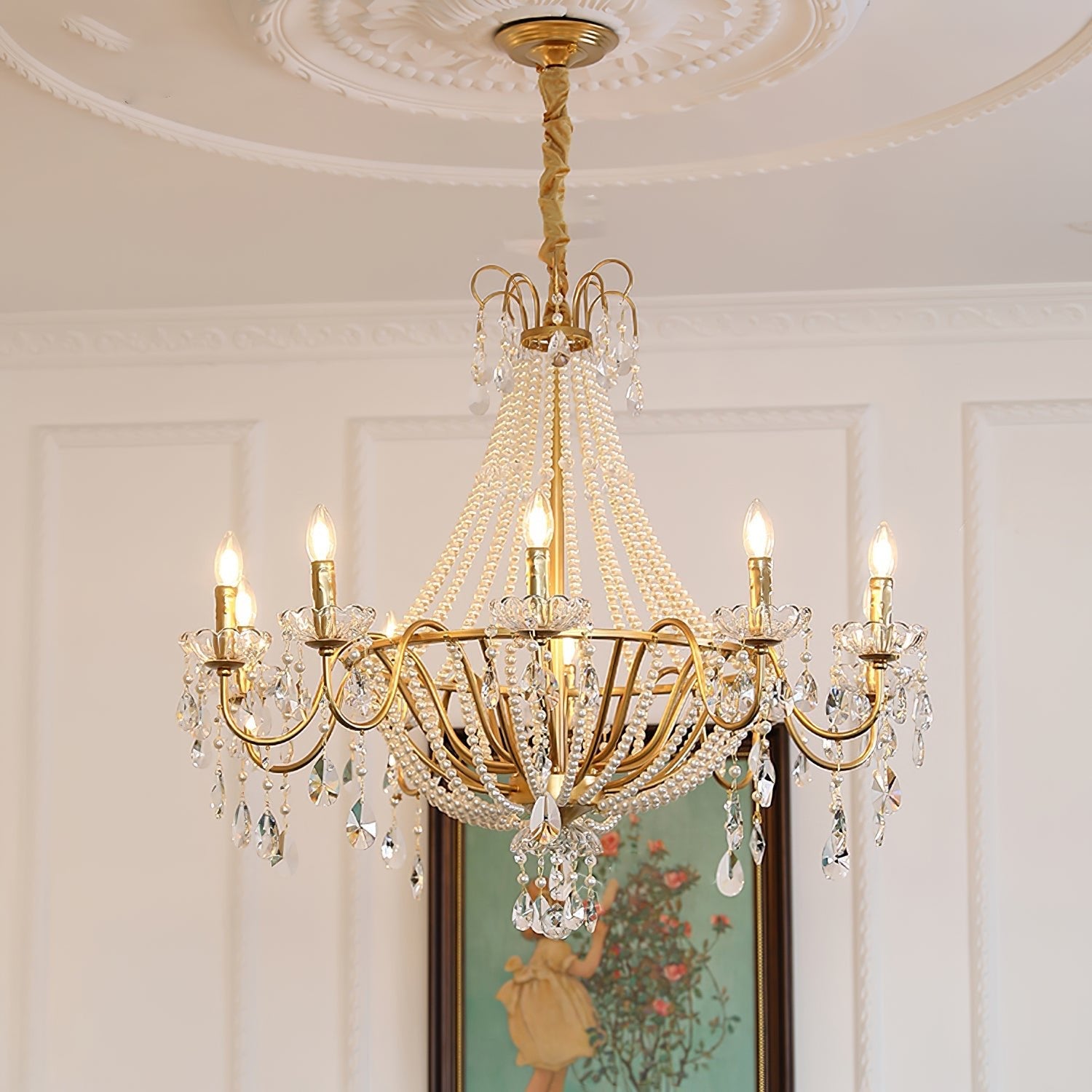 Eurvaros Vintage Crystal Brass Chandelier - Blowlighting