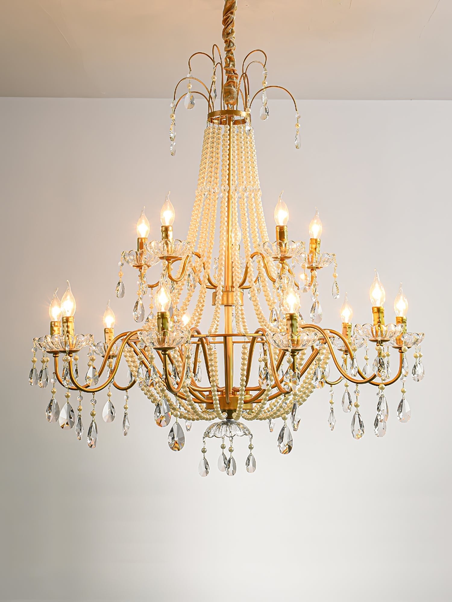 Eurvaros Vintage Crystal Brass Chandelier - Blowlighting