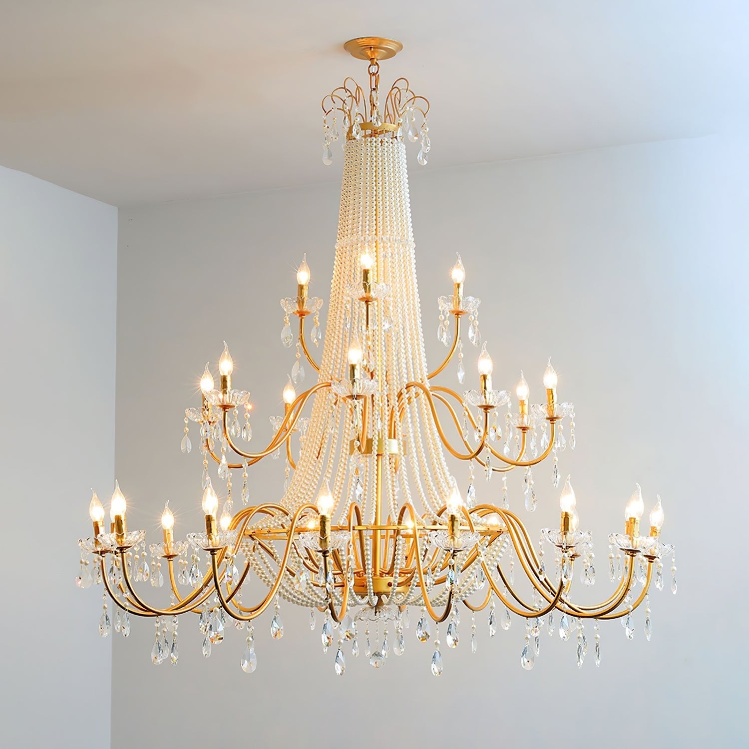 Eurvaros Vintage Crystal Brass Chandelier - Blowlighting