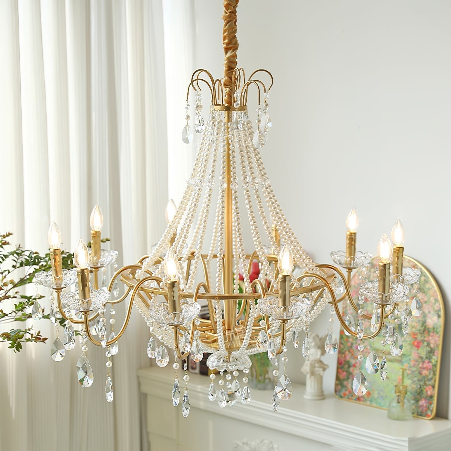 Eurvaros Vintage Crystal Brass Chandelier - Blowlighting