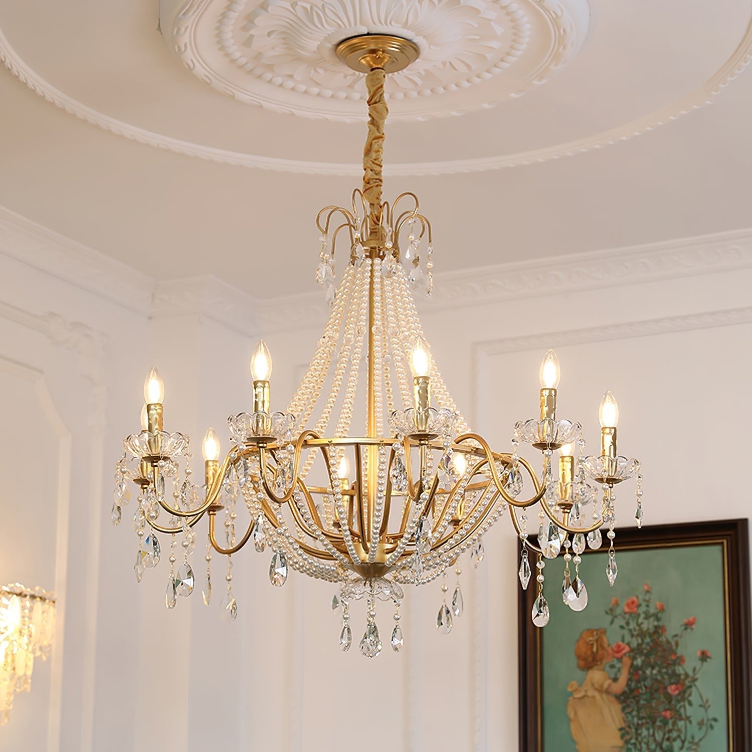 Eurvaros Vintage Crystal Brass Chandelier - Blowlighting