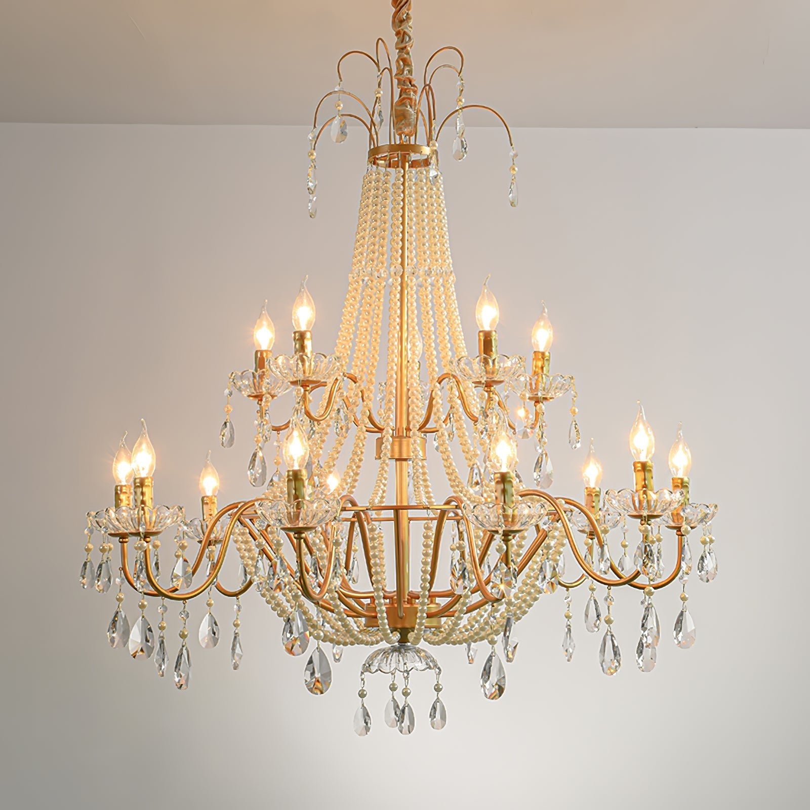 Eurvaros Vintage Crystal Brass Chandelier - Blowlighting