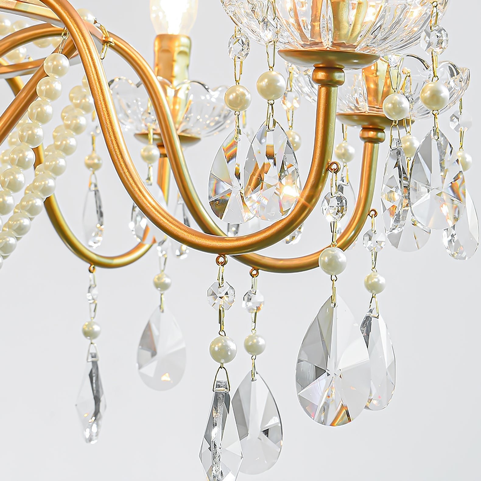 Eurvaros Vintage Crystal Brass Chandelier - Blowlighting