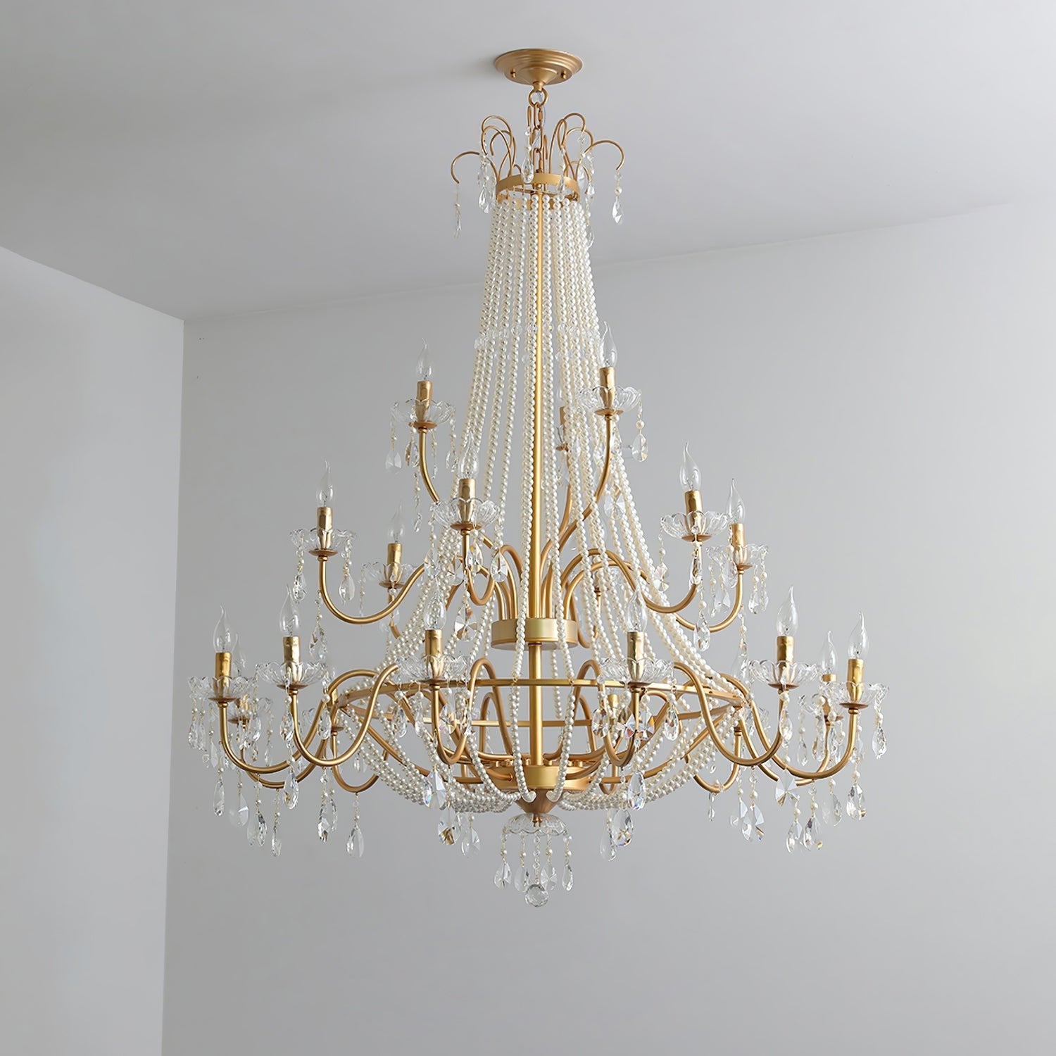 Eurvaros Vintage Crystal Brass Chandelier - Blowlighting
