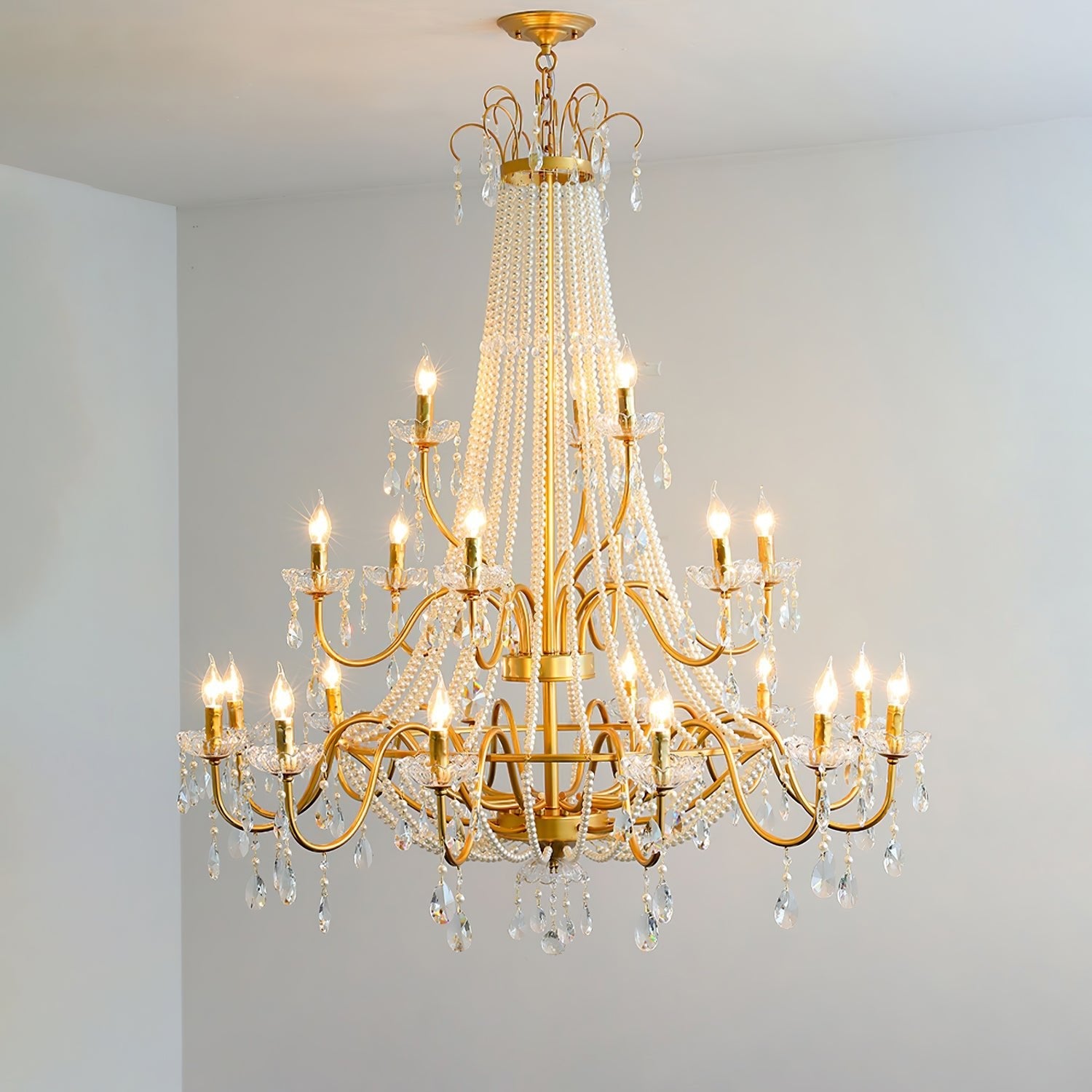 Eurvaros Vintage Crystal Brass Chandelier - Blowlighting