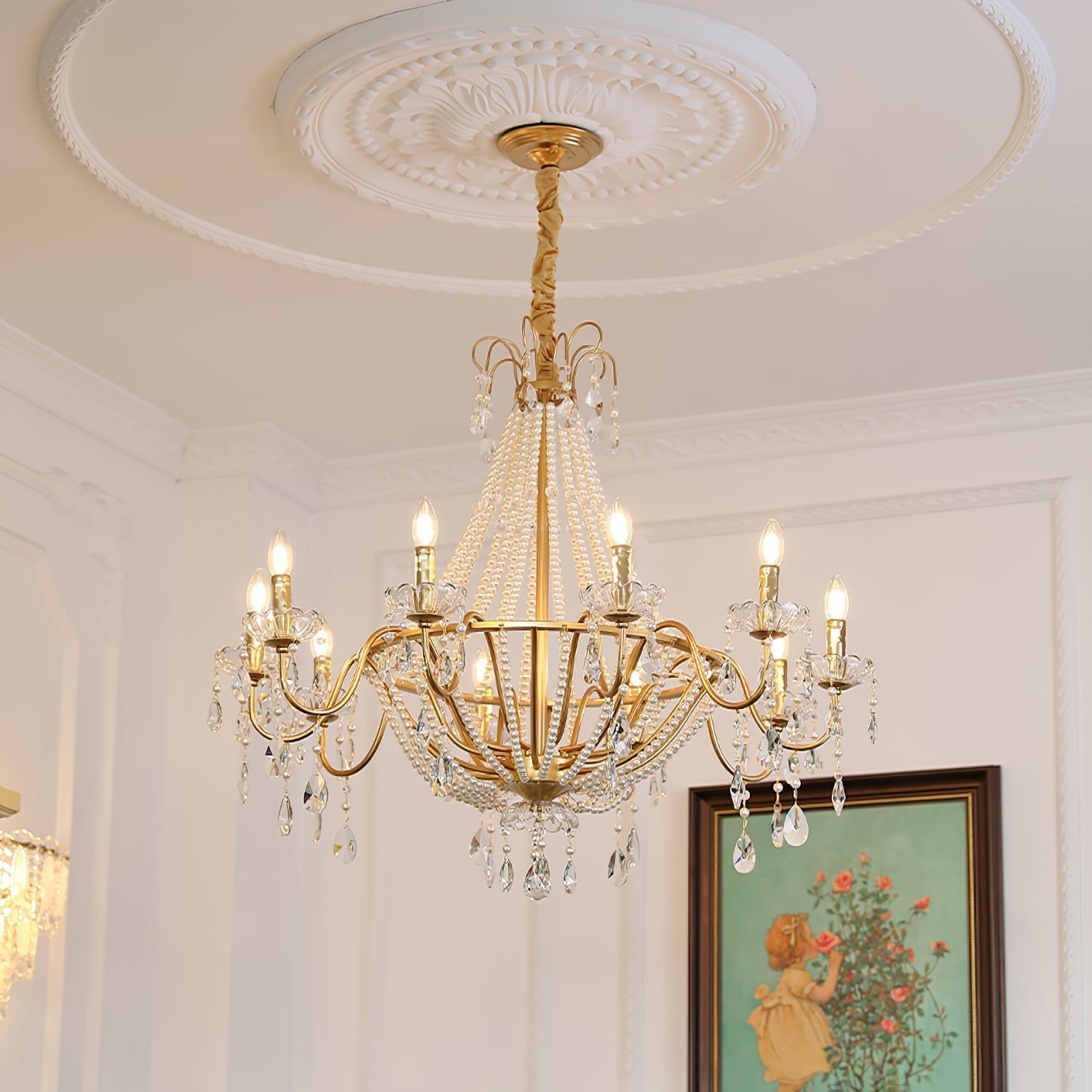 Eurvaros Vintage Crystal Brass Chandelier - Blowlighting