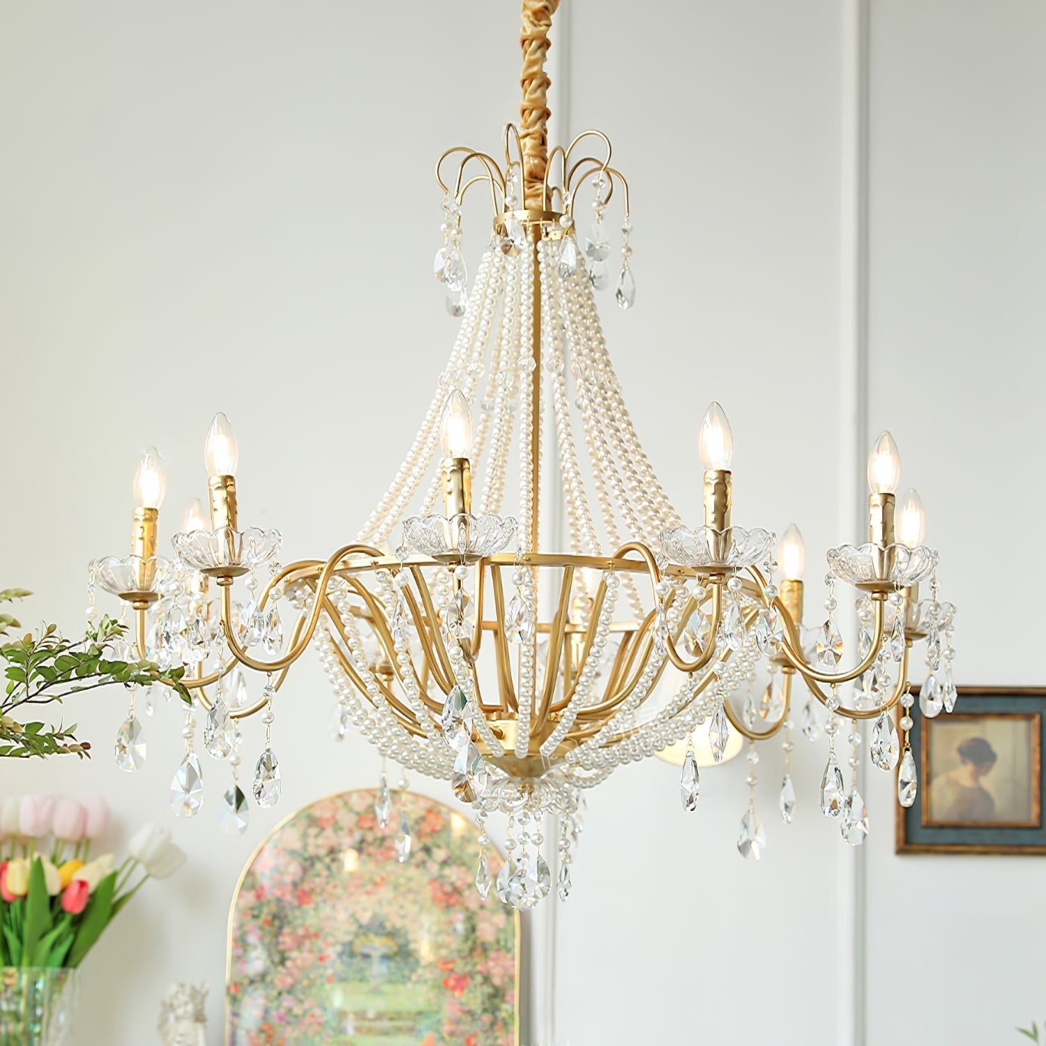 Eurvaros Vintage Crystal Brass Chandelier - Blowlighting