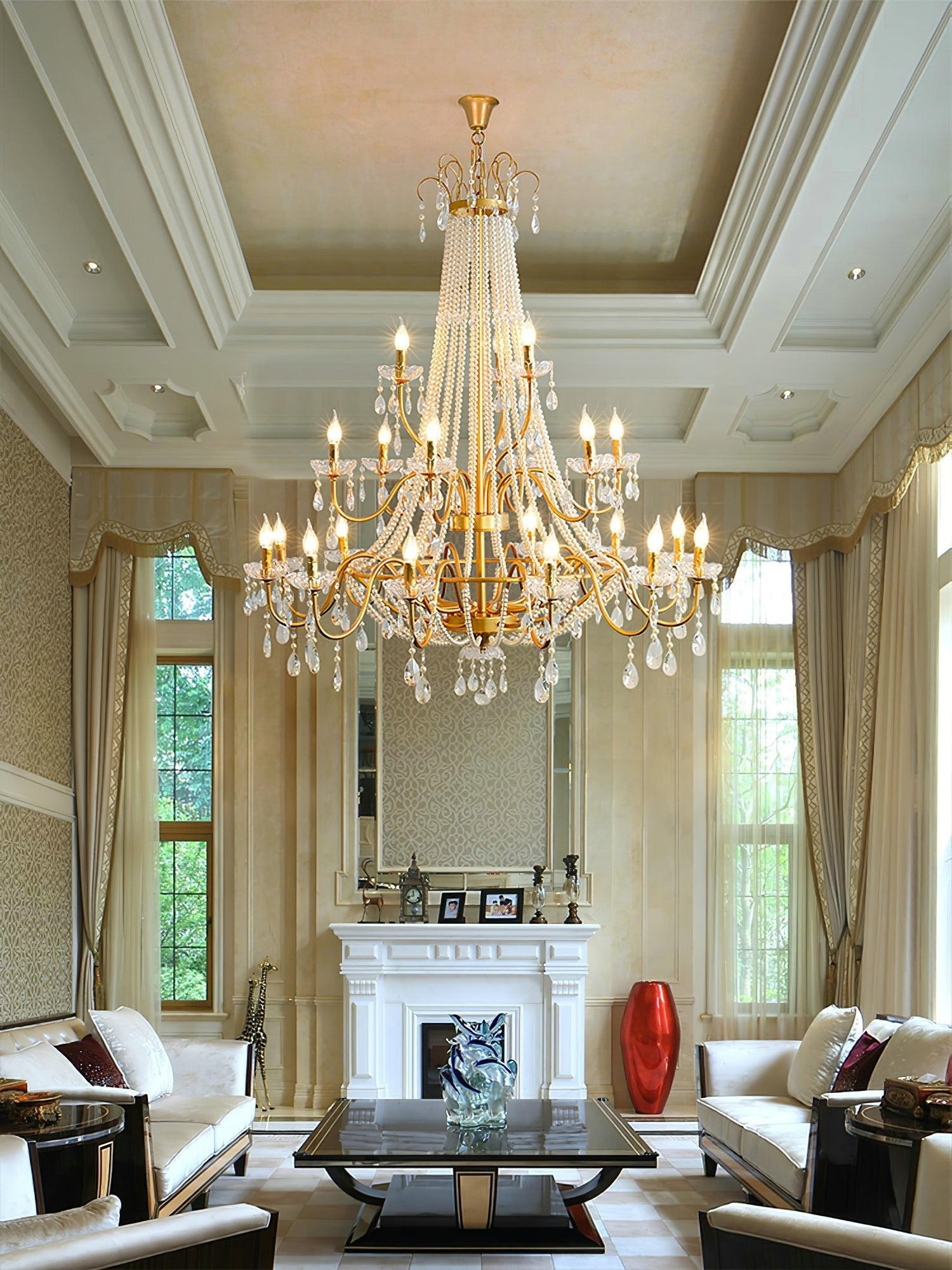 Eurvaros Vintage Crystal Brass Chandelier - Blowlighting