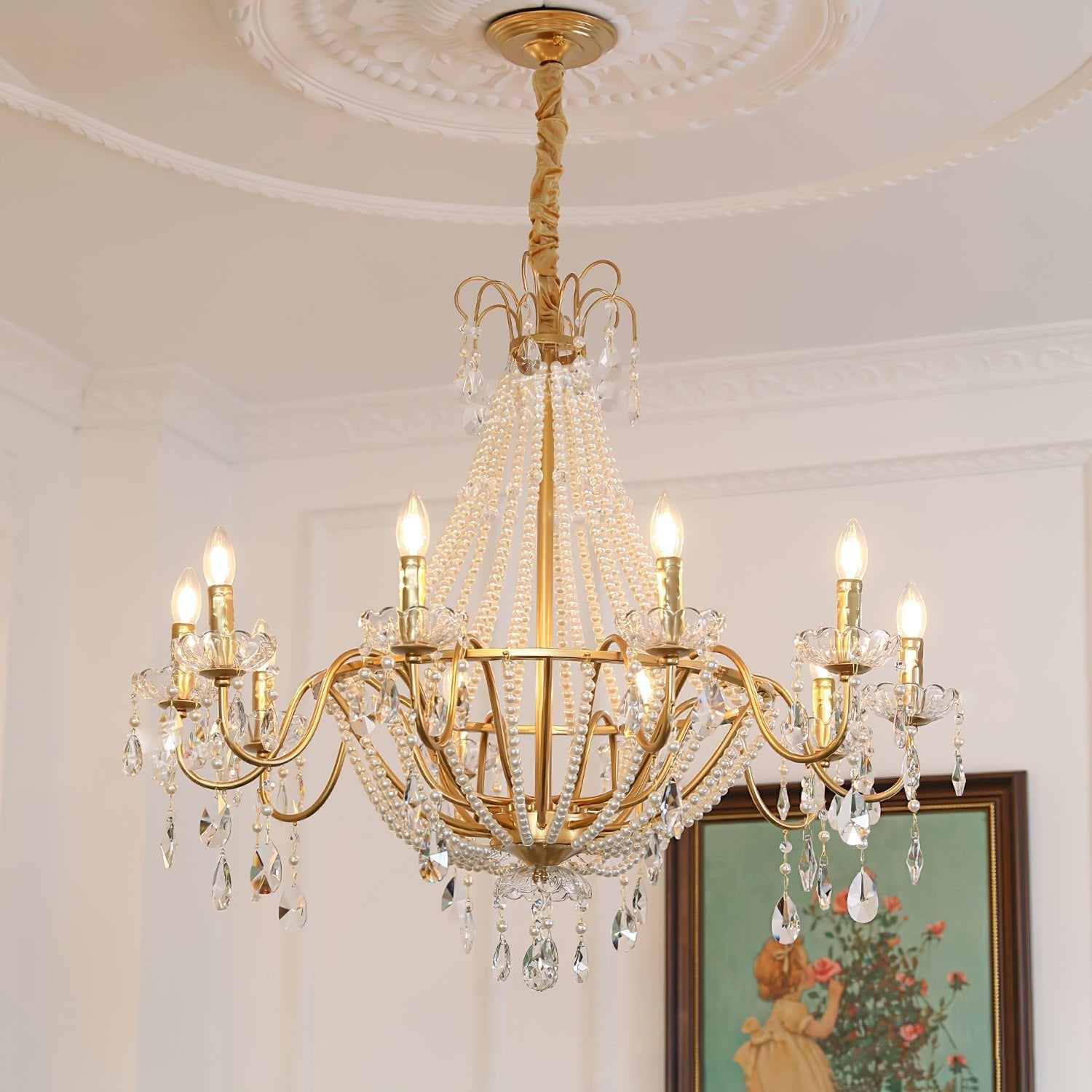 Eurvaros Vintage Crystal Brass Chandelier - Blowlighting