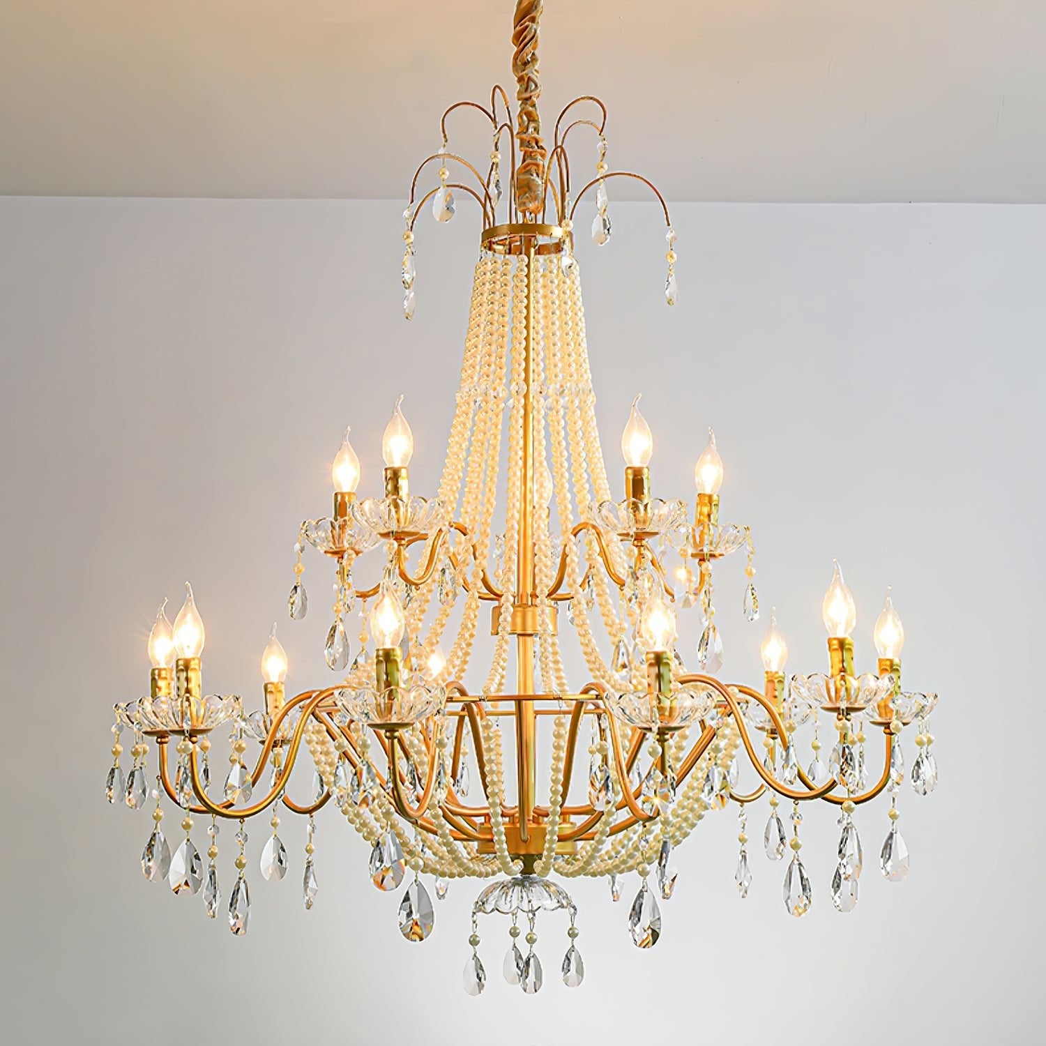 Eurvaros Vintage Crystal Brass Chandelier - Blowlighting