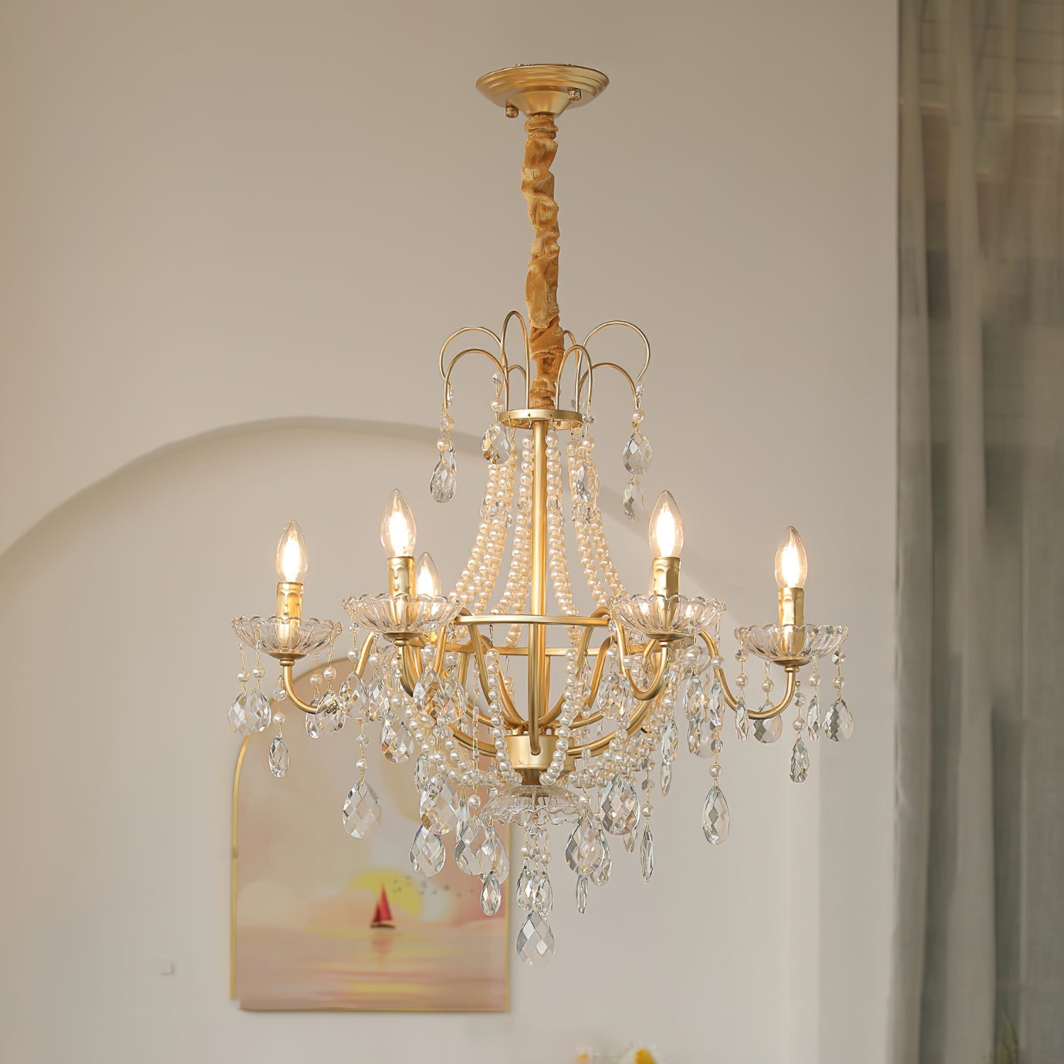 Eurvaros Vintage Crystal Brass Chandelier - Blowlighting
