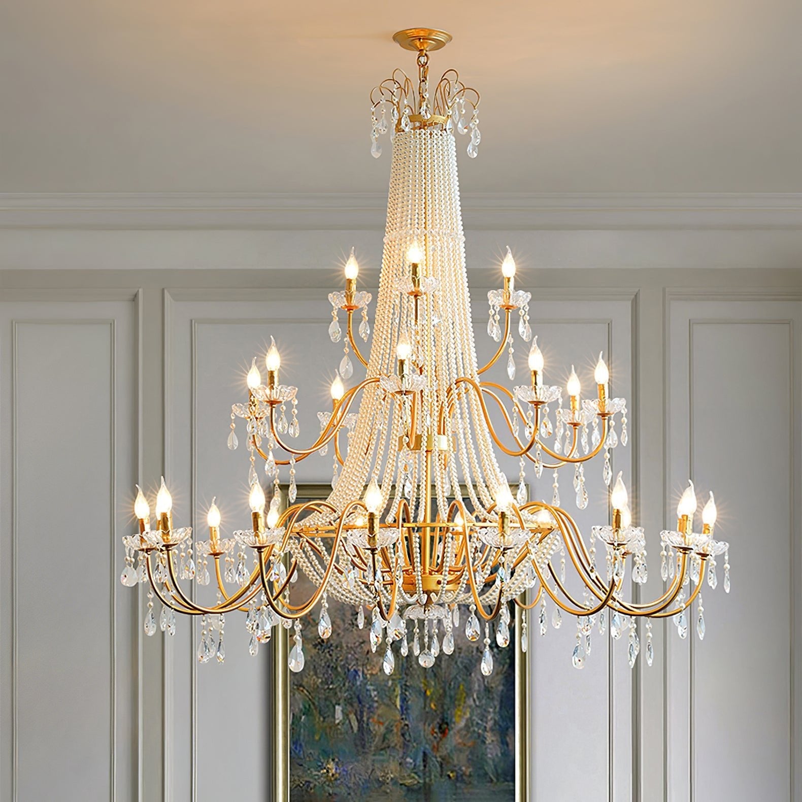 Eurvaros Vintage Crystal Brass Chandelier - Blowlighting