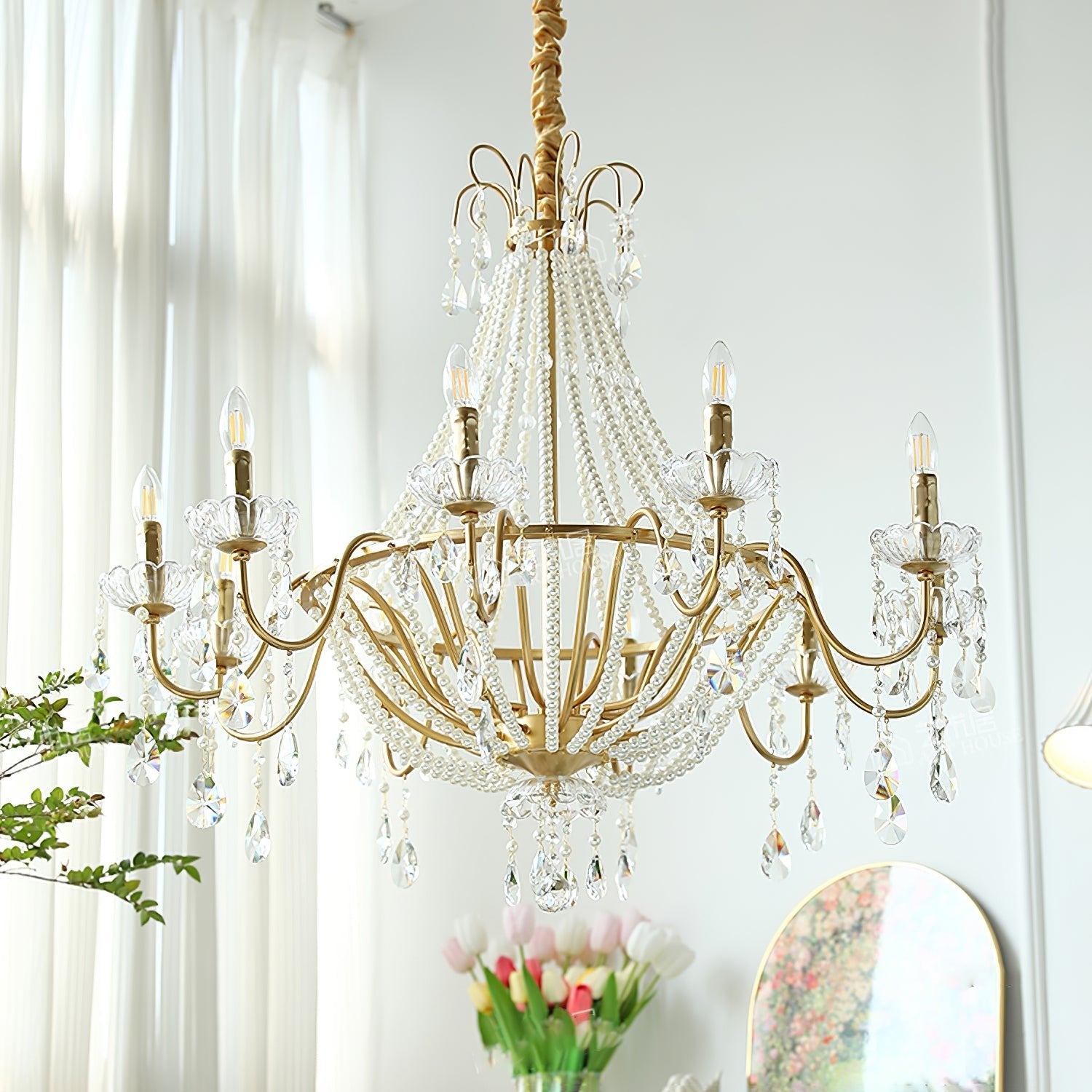Eurvaros Vintage Crystal Brass Chandelier - Blowlighting
