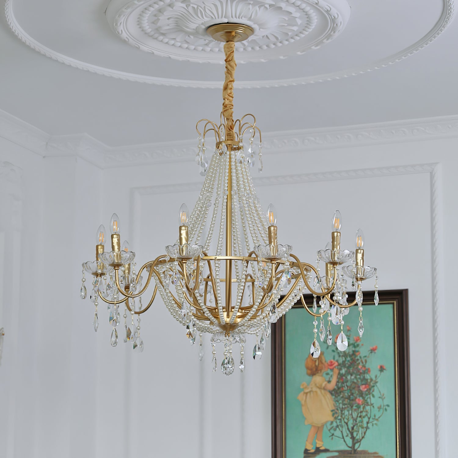 Eurvaros Vintage Crystal Brass Chandelier - Blowlighting
