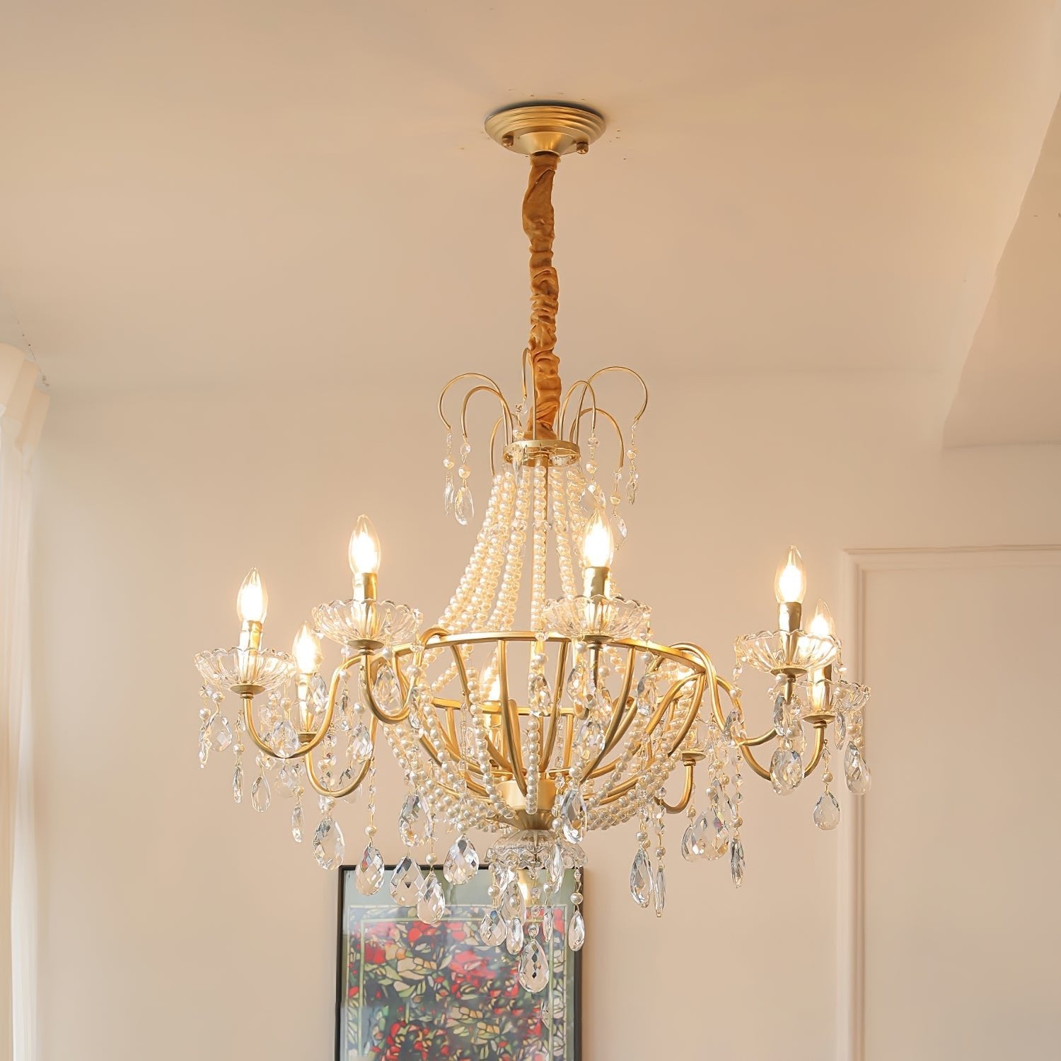 Eurvaros Vintage Crystal Brass Chandelier - Blowlighting