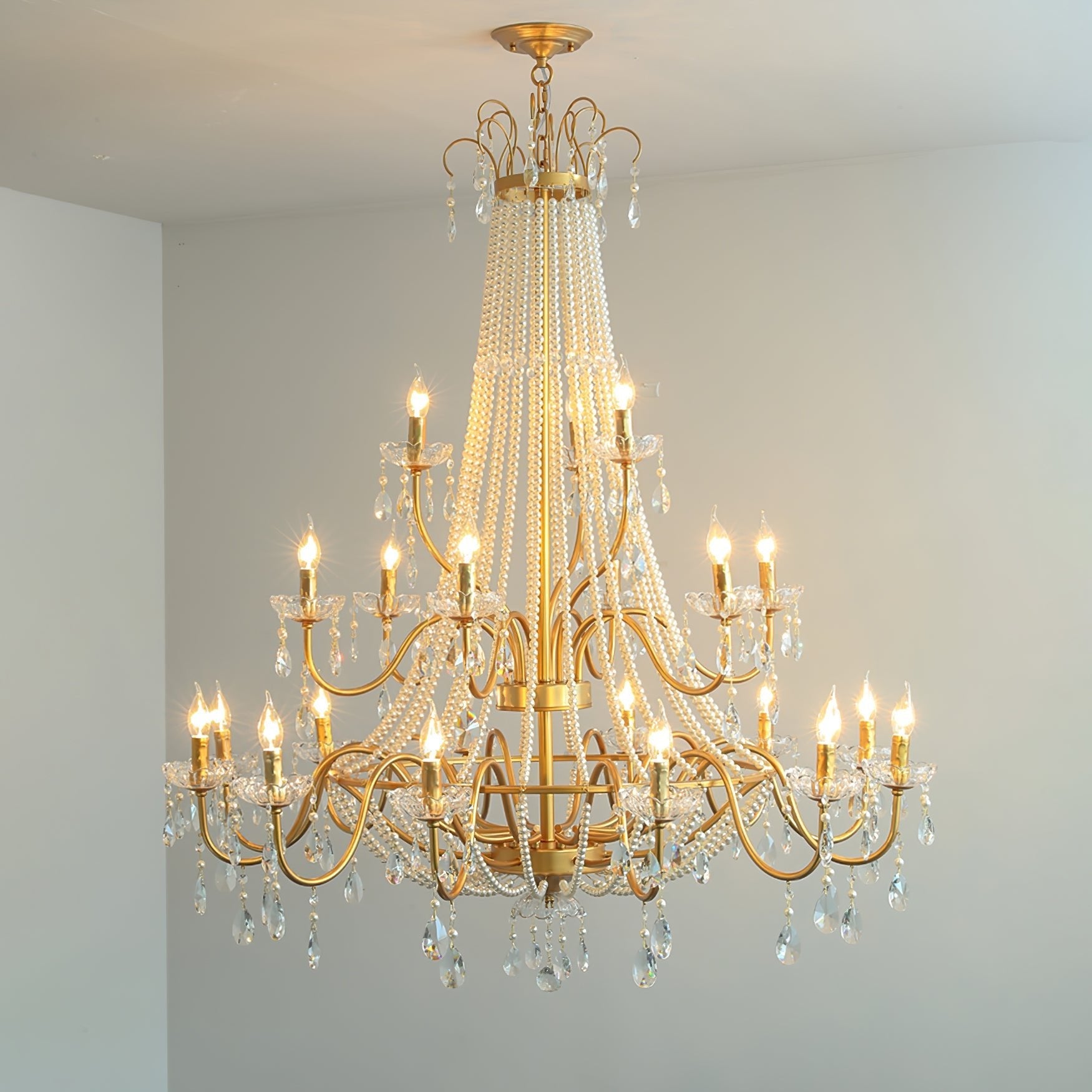 Eurvaros Vintage Crystal Brass Chandelier - Blowlighting