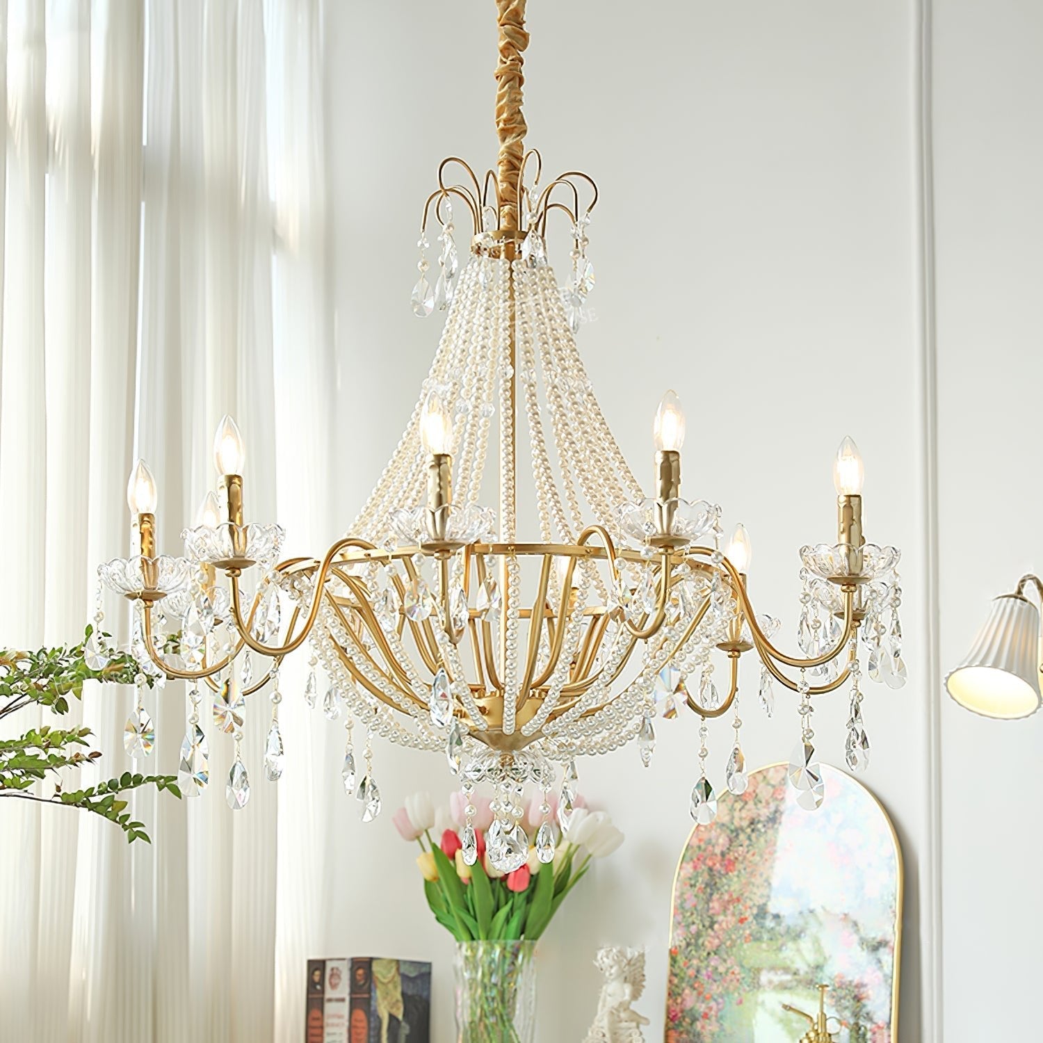 Eurvaros Vintage Crystal Brass Chandelier - Blowlighting