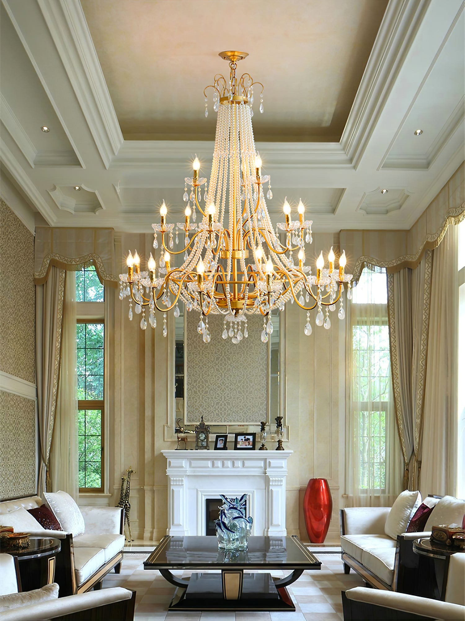 Eurvaros Vintage Crystal Brass Chandelier - Blowlighting