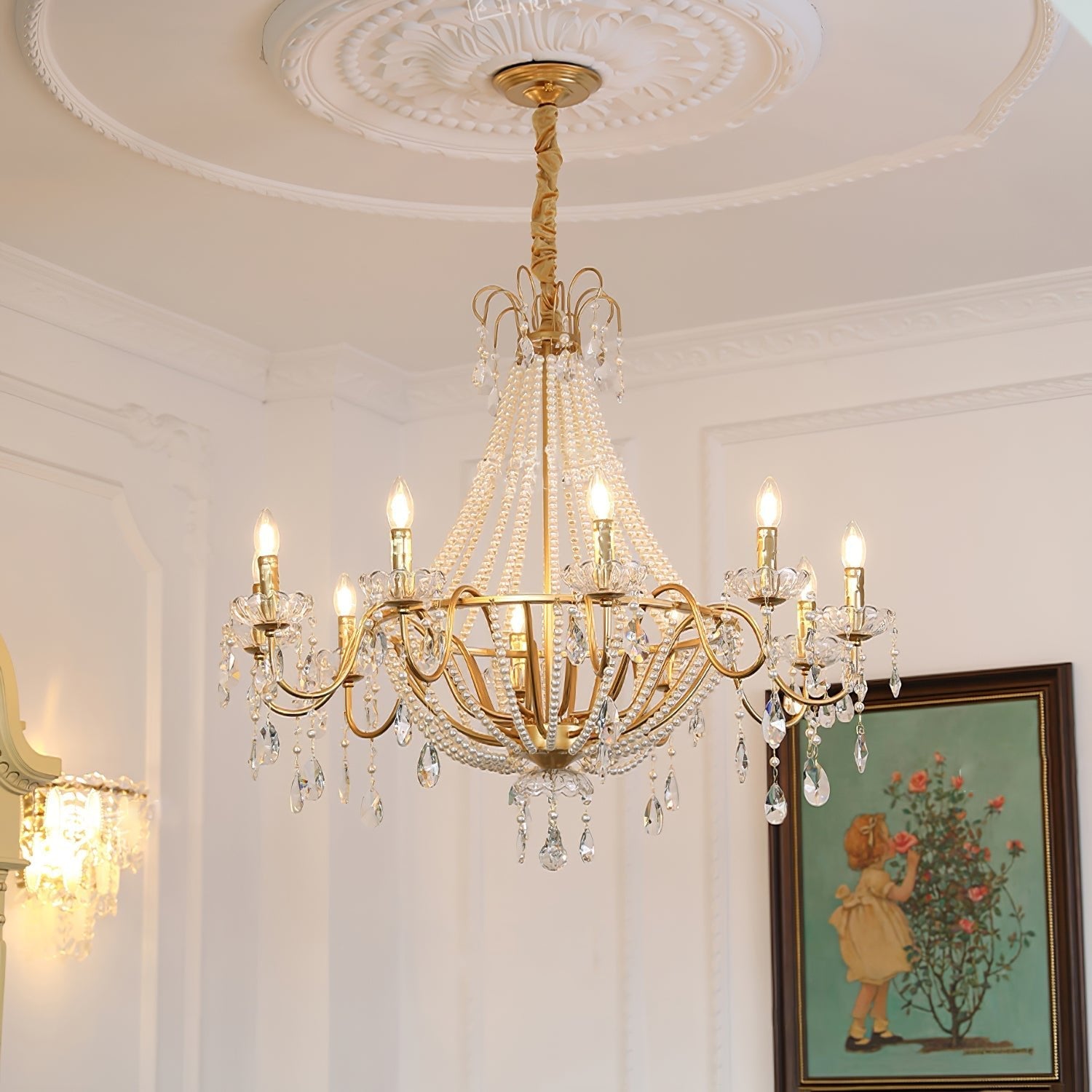 Eurvaros Vintage Crystal Brass Chandelier - Blowlighting