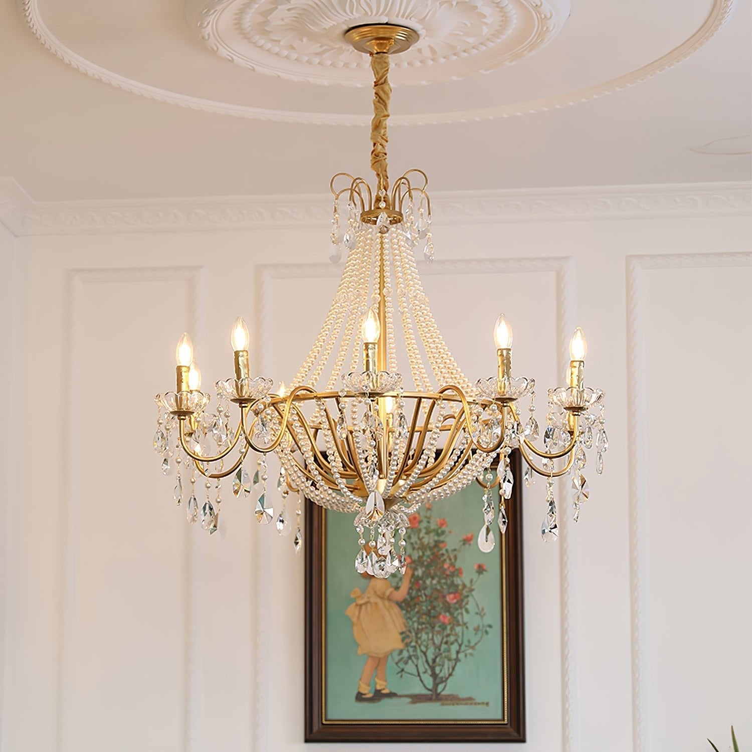 Eurvaros Vintage Crystal Brass Chandelier - Blowlighting