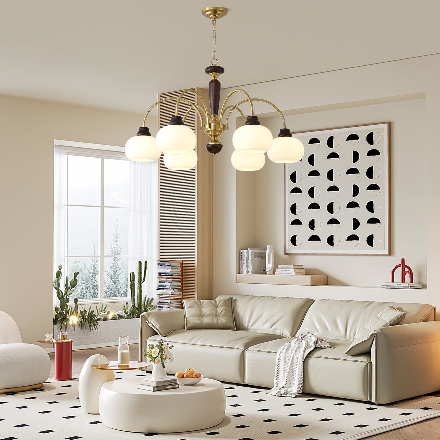 Aurora Chandelier Arched Globe White Shade - Blowlighting