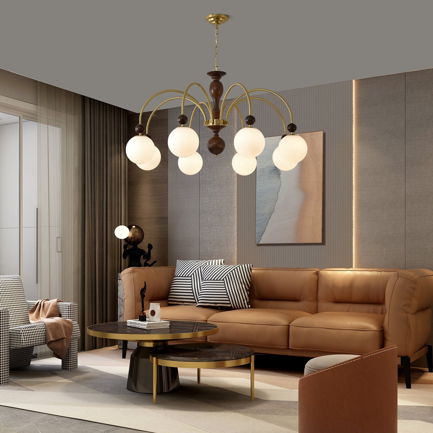 Archway Walnut Color Chandelier - Blowlighting