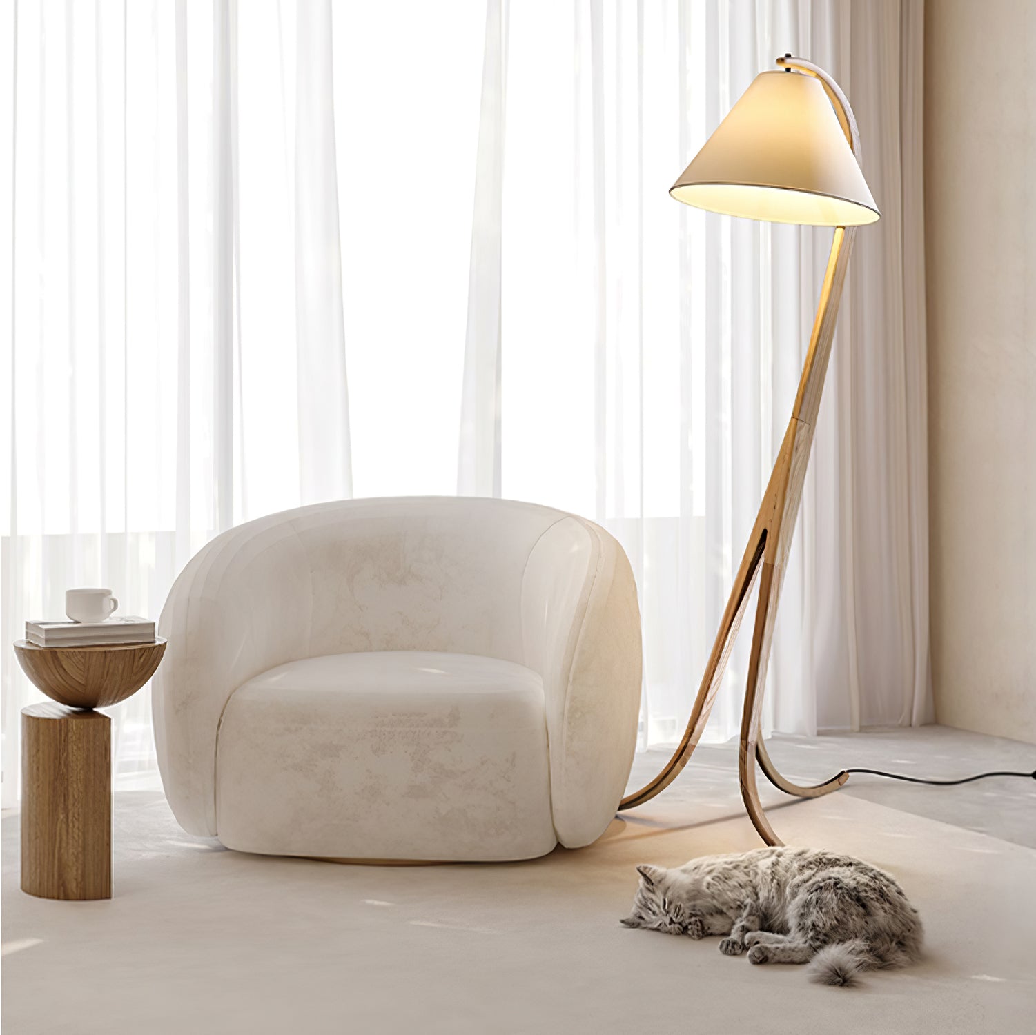 Udorila Curved Wood Floor Lamp - Blowlighting