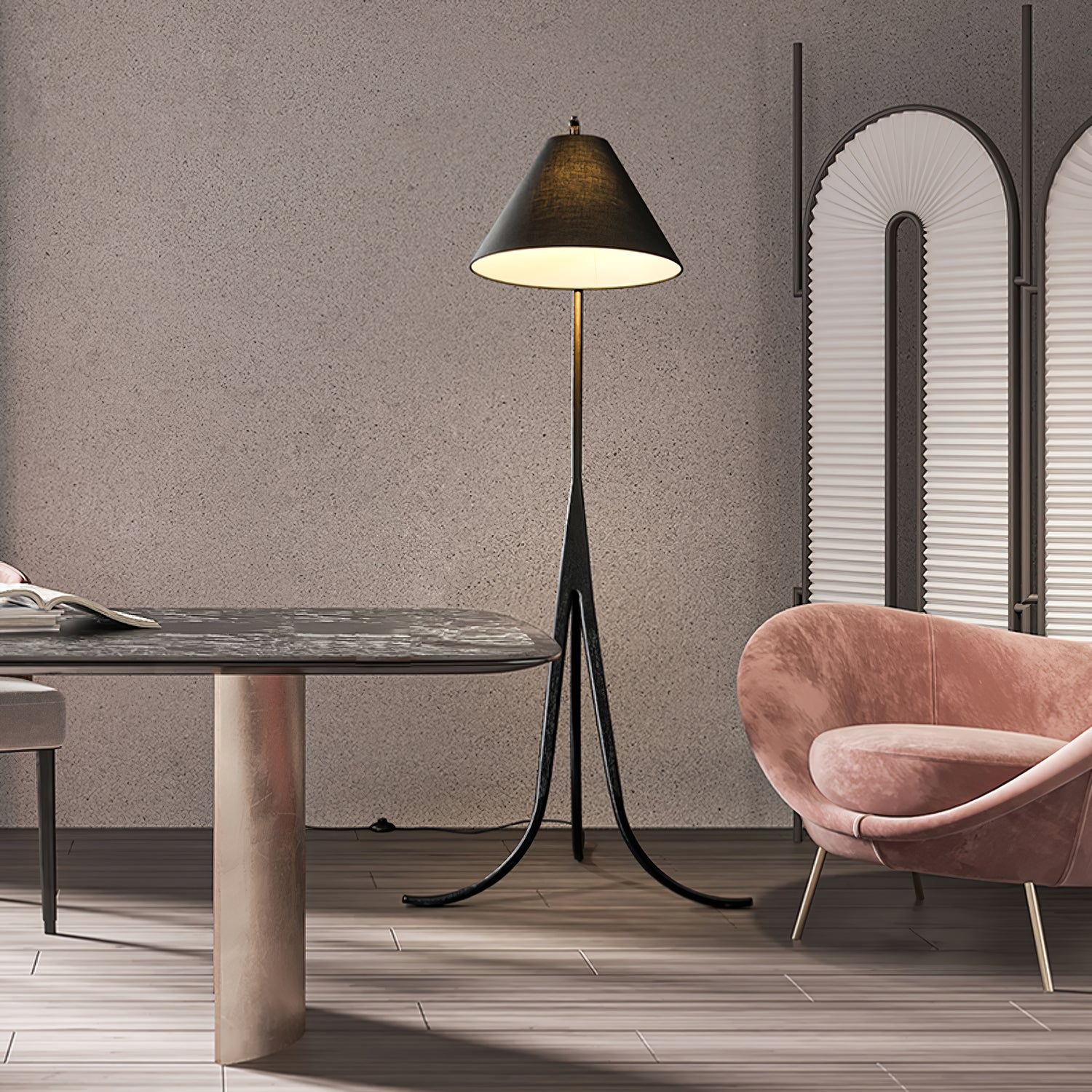 Udorila Curved Wood Floor Lamp - Blowlighting