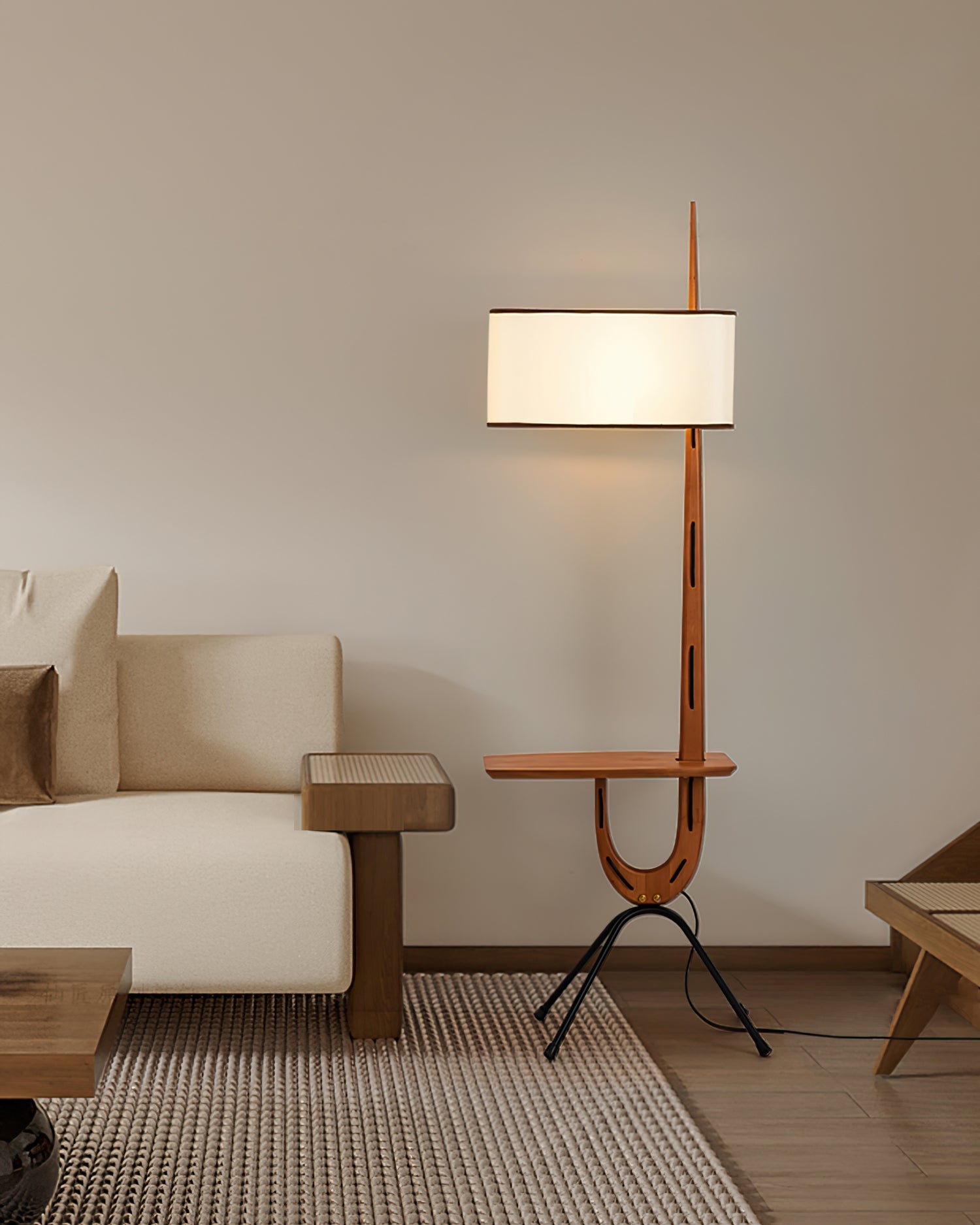 Vemara Mid Century Wood Floor Lamp - Blowlighting