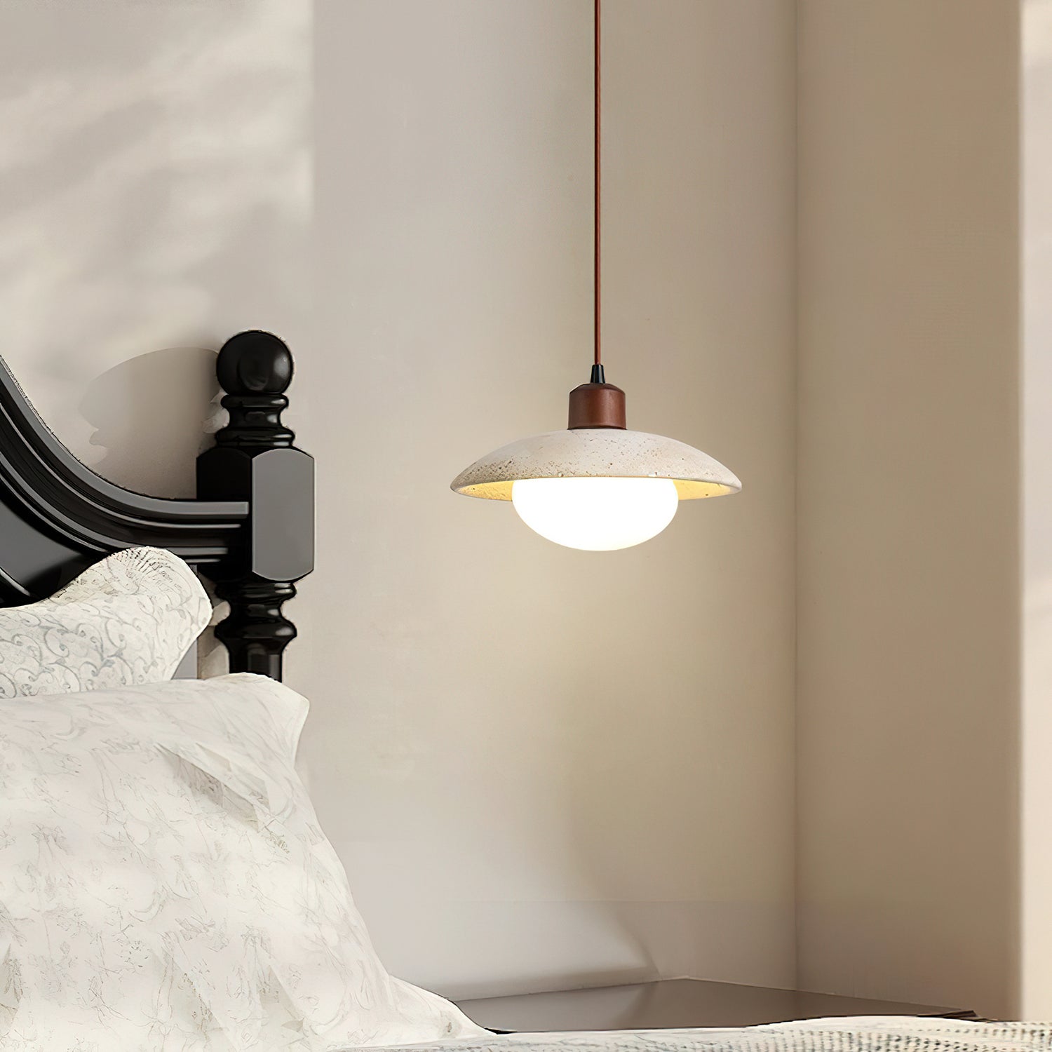 Onorarae Dome-Shade Travertine Pendant Light - Blowlighting