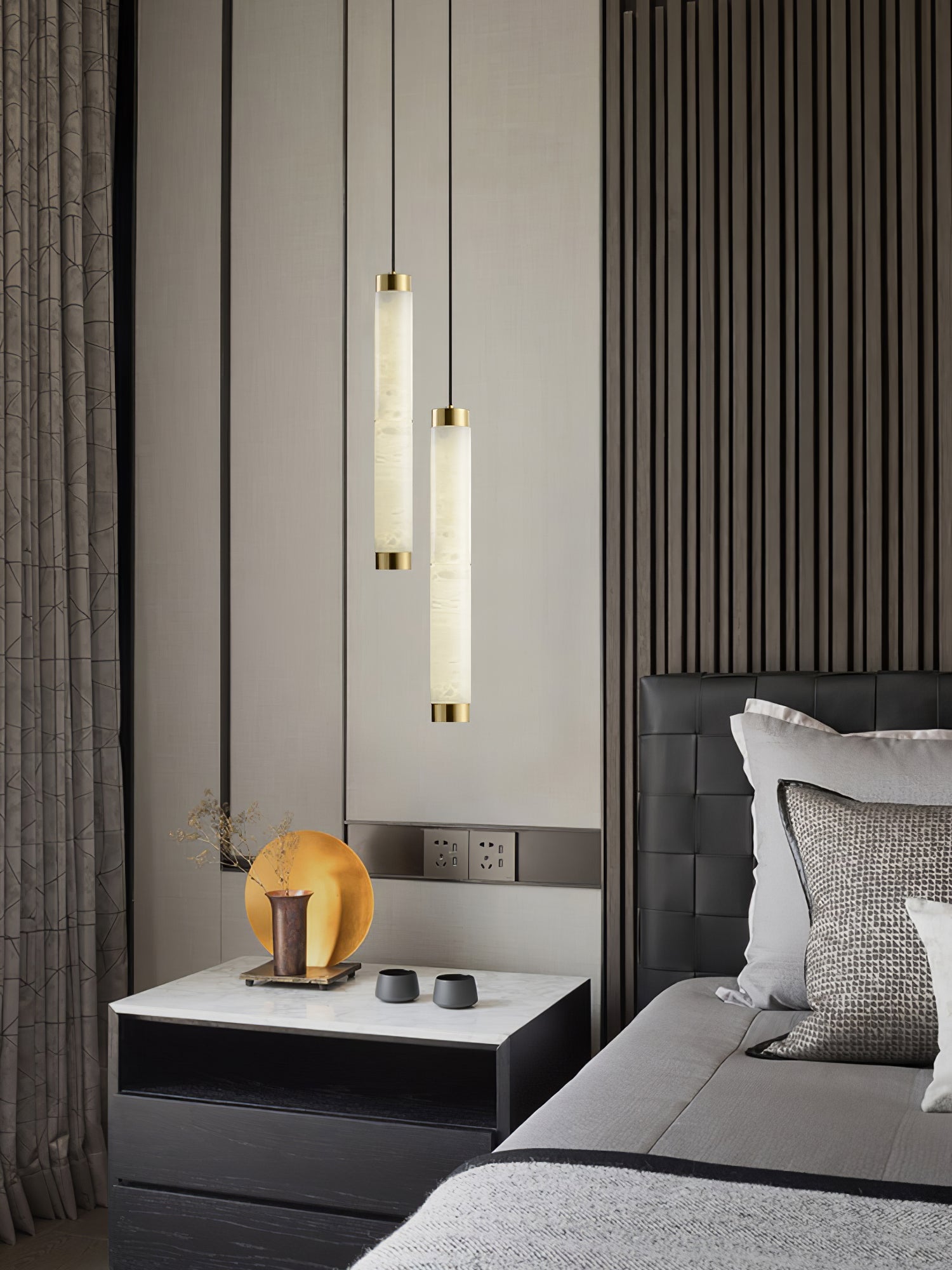Lira Cylindrical Alabaster Pendant Light - Blowlighting