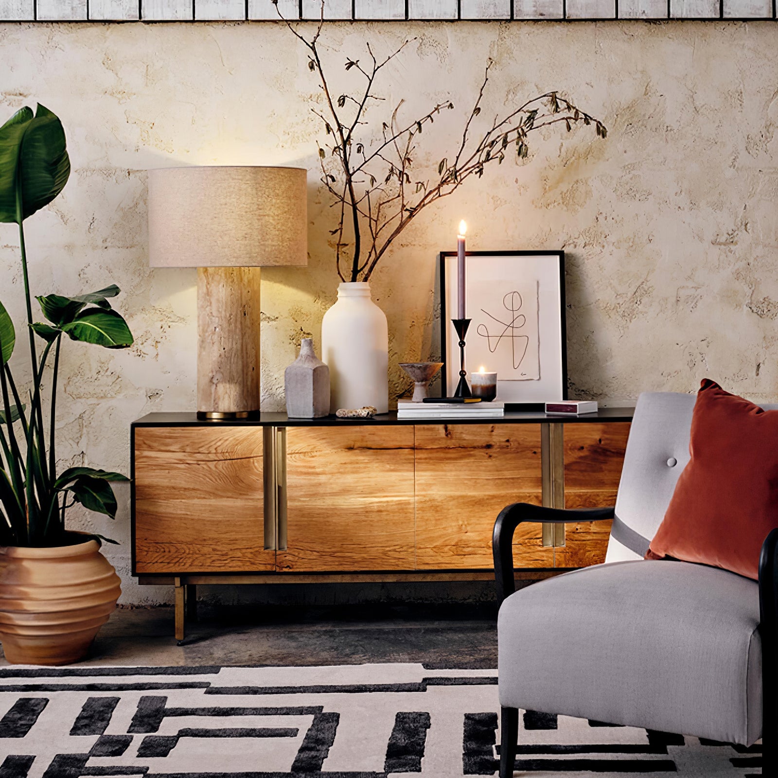 Vonoryra Cylindrical Travertine Table Lamp - Blowlighting