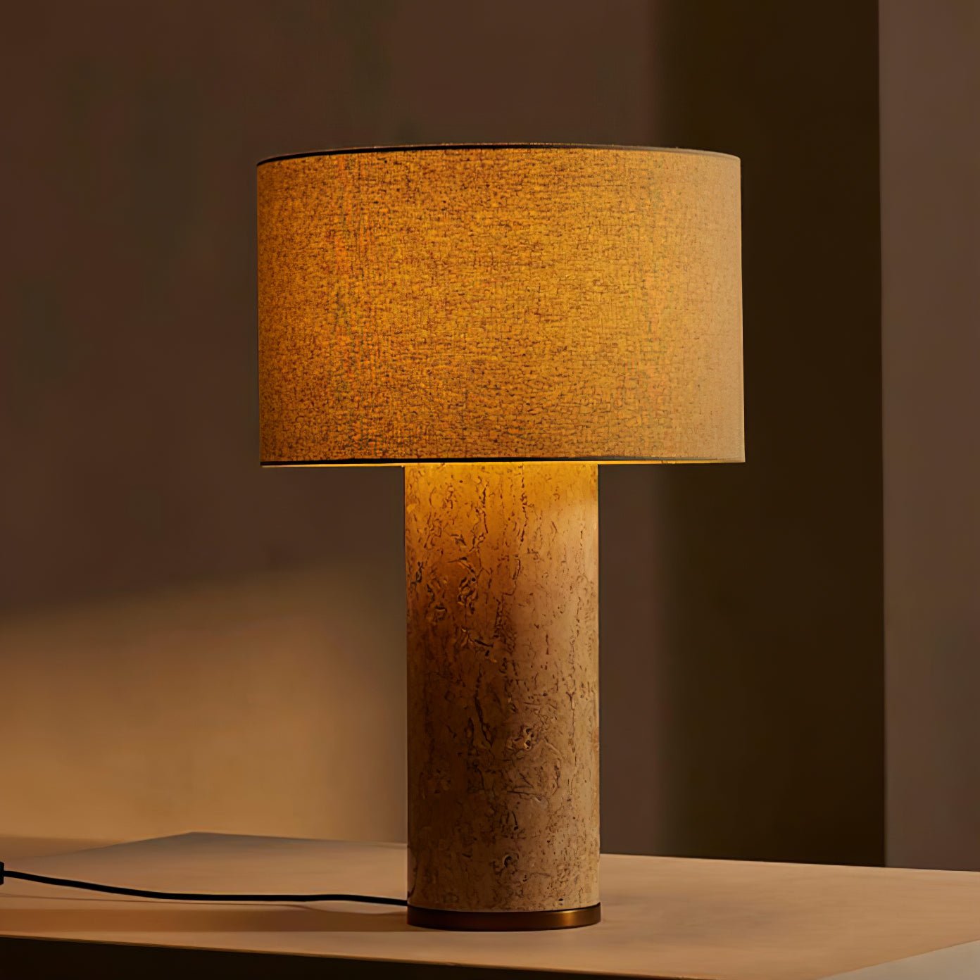 Vonoryra Cylindrical Travertine Table Lamp - Blowlighting