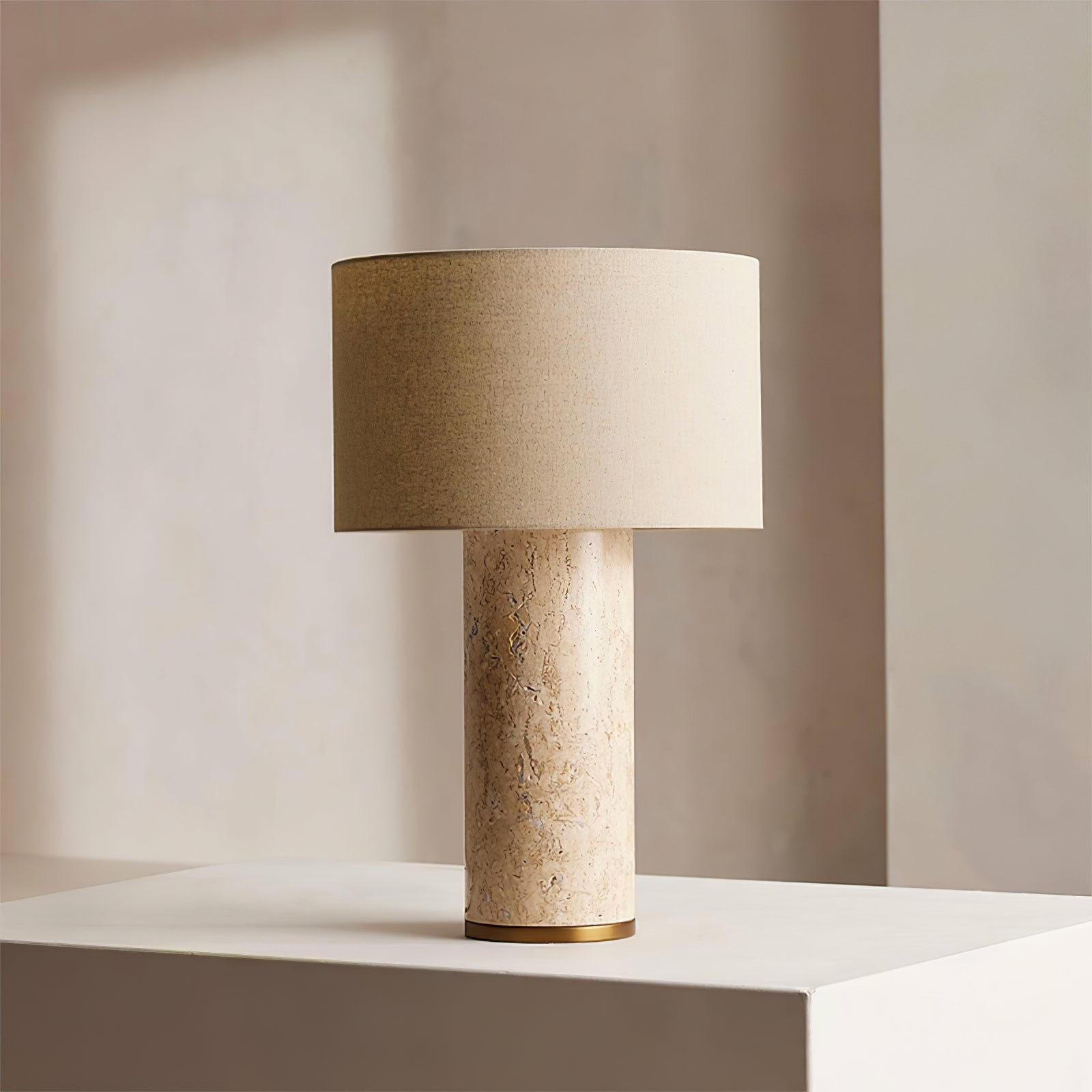 Vonoryra Cylindrical Travertine Table Lamp - Blowlighting