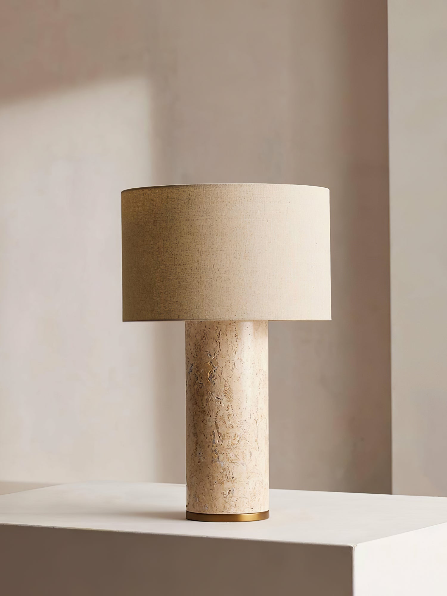 Vonoryra Cylindrical Travertine Table Lamp - Blowlighting