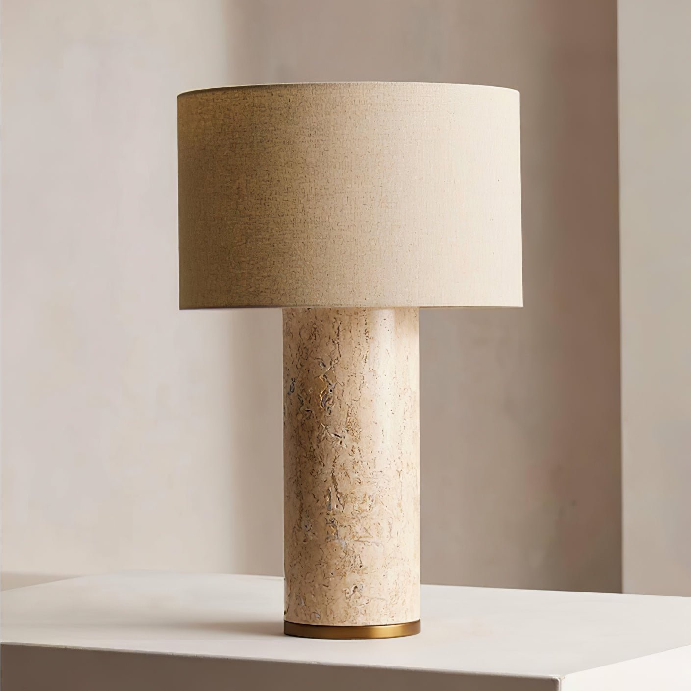 Vonoryra Cylindrical Travertine Table Lamp - Blowlighting