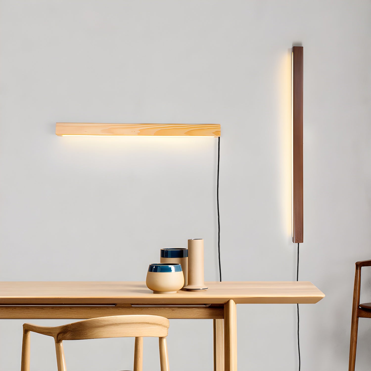 Arlo Linear Wood Plug-in Wall Light - Blowlighting