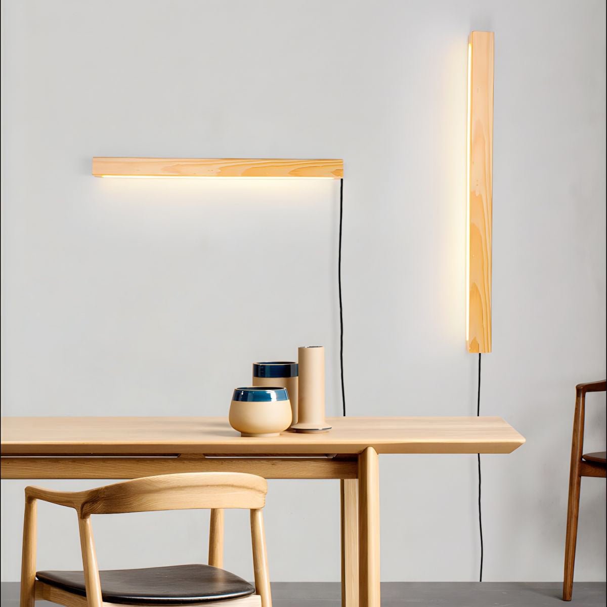 Arlo Linear Wood Plug-in Wall Light - Blowlighting