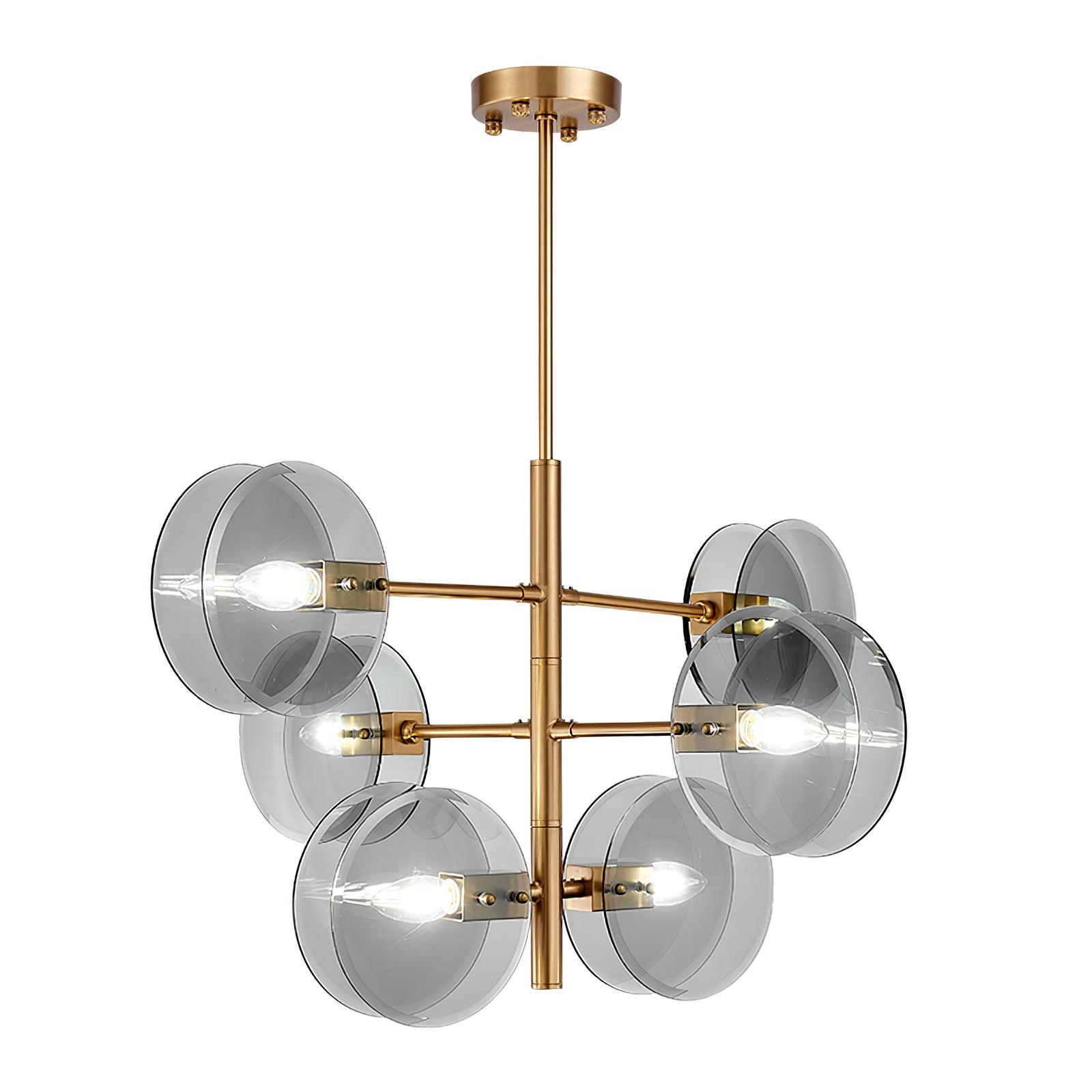 Aurora Chandelier Smoke Glass Round Layered - Blowlighting