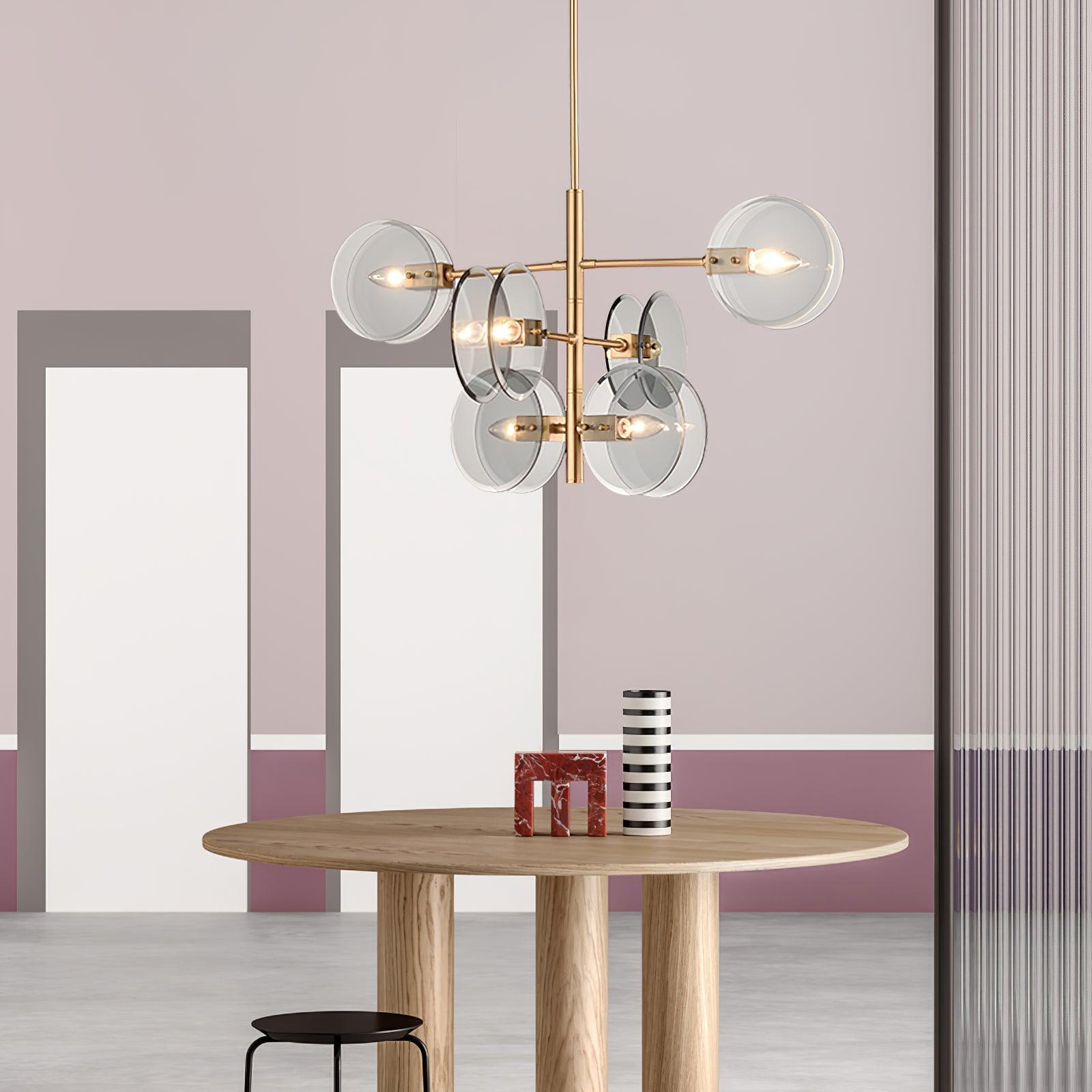Aurora Chandelier Smoke Glass Round Layered - Blowlighting
