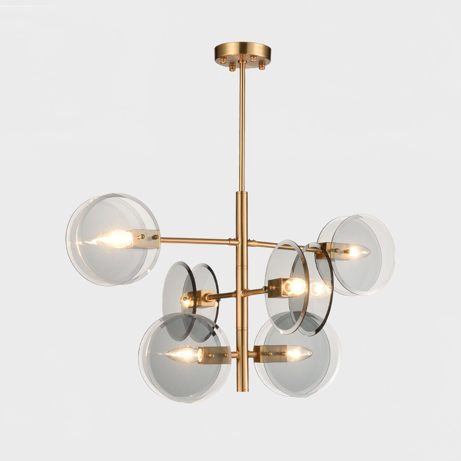 Aurora Chandelier Smoke Glass Round Layered - Blowlighting