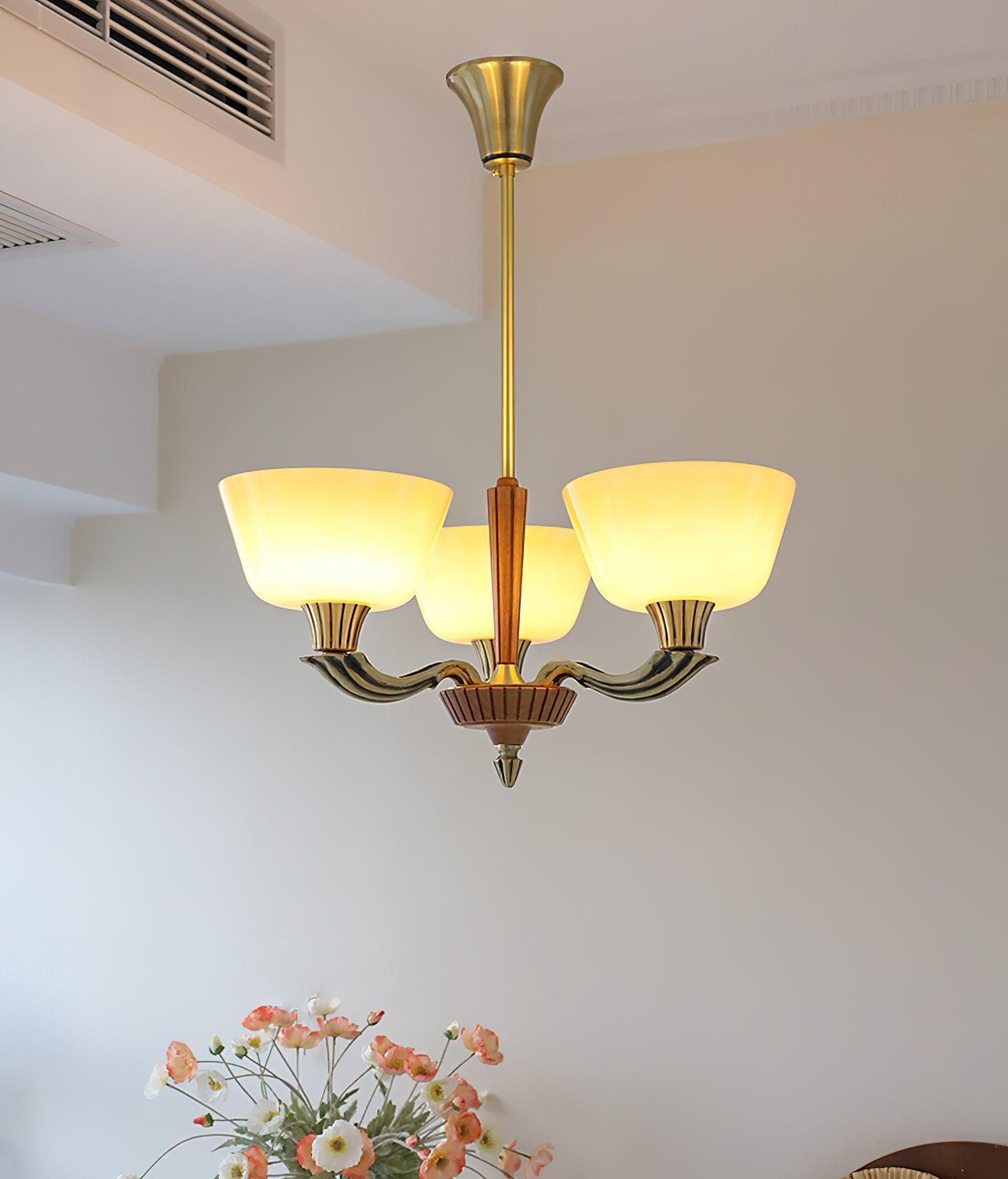 Lustra Chandelier Flared Shade Vintage - Blowlighting