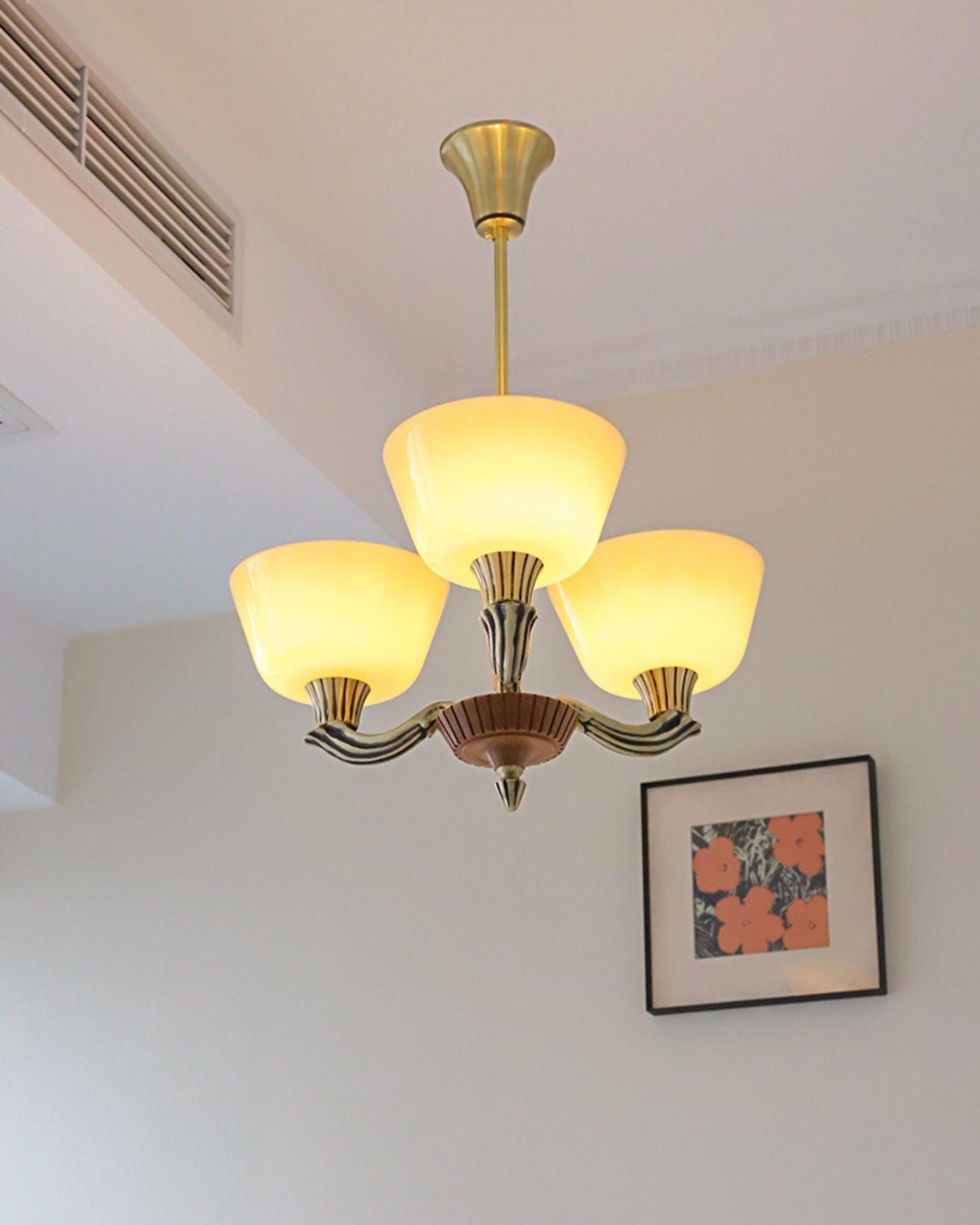 Lustra Chandelier Flared Shade Vintage - Blowlighting