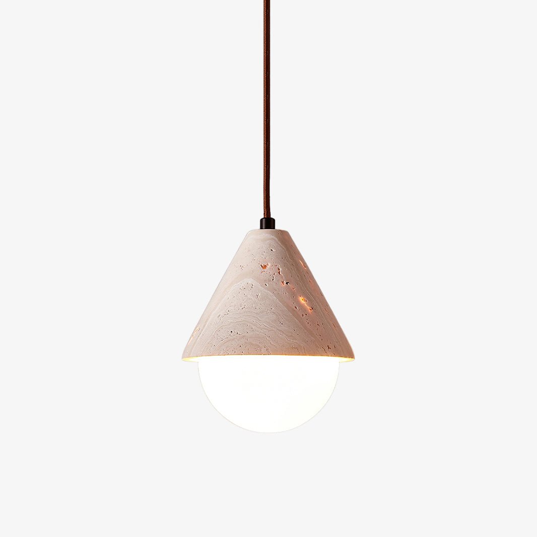 Cevynisra Cone Hemisphere Travertine Pendant Light - Blowlighting