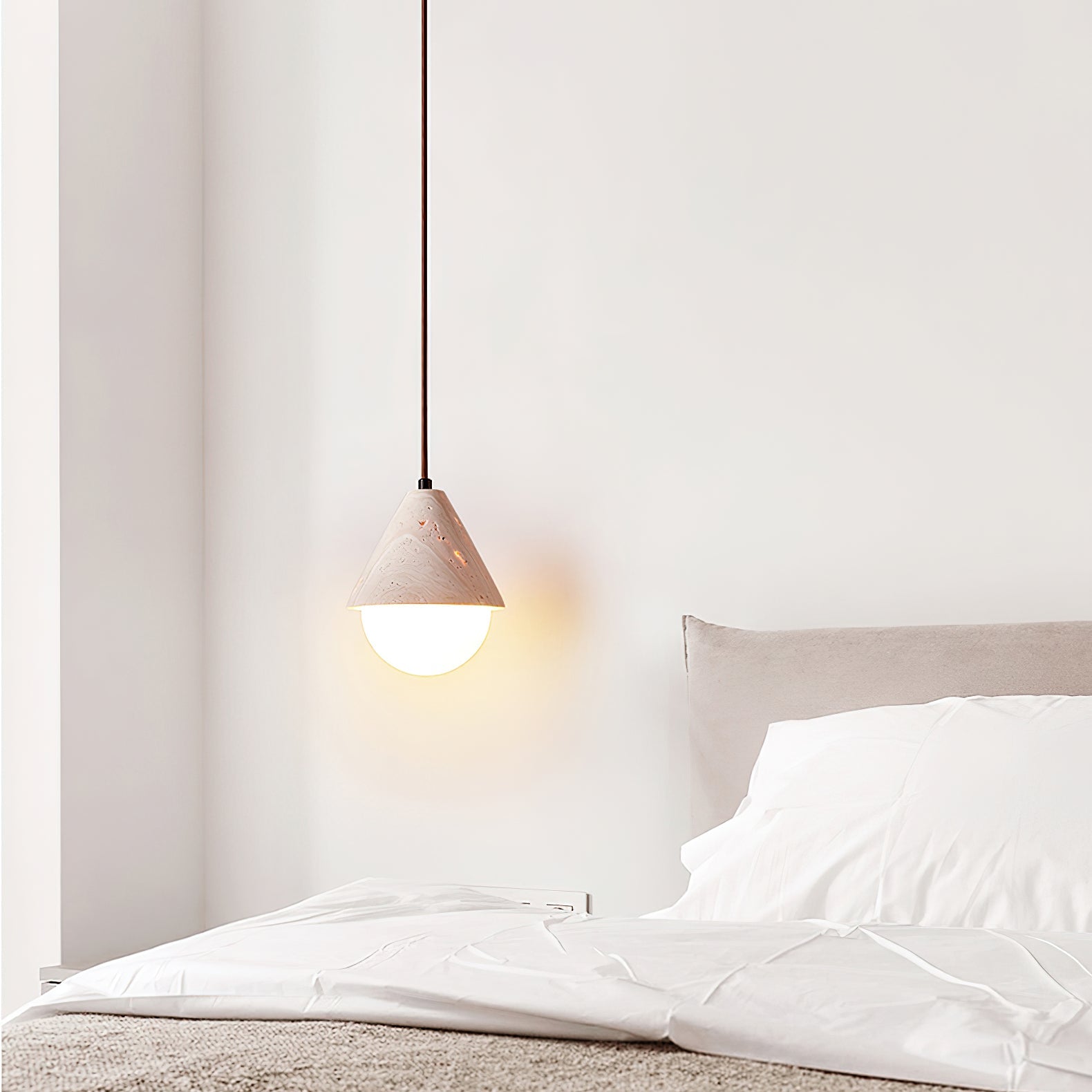 Cevynisra Cone Hemisphere Travertine Pendant Light - Blowlighting