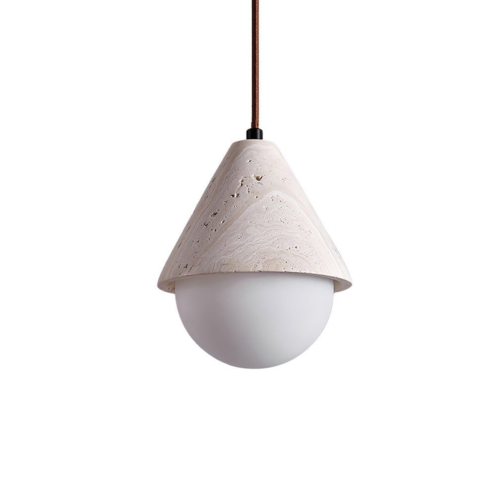 Cevynisra Cone Hemisphere Travertine Pendant Light - Blowlighting