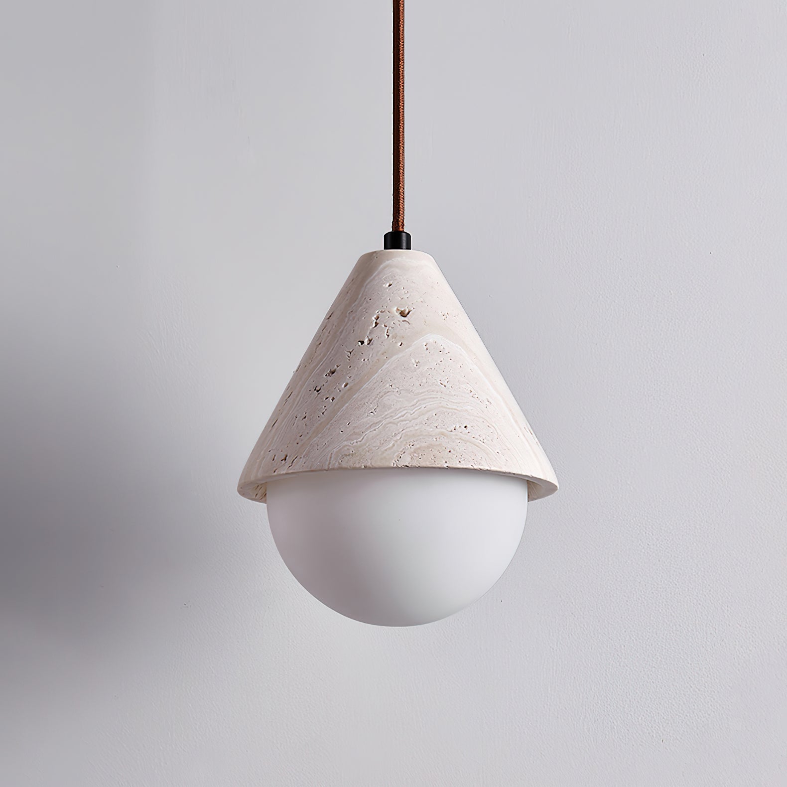 Cevynisra Cone Hemisphere Travertine Pendant Light - Blowlighting