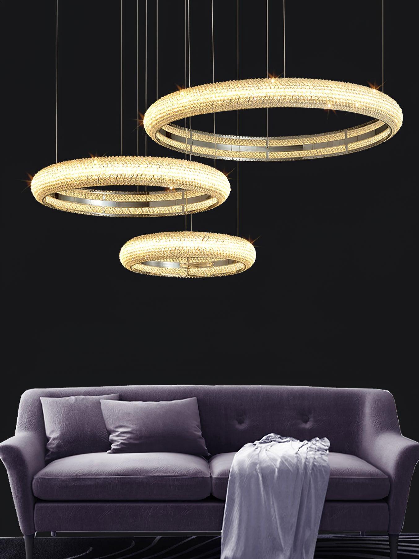 Vazorora Modern Minimalist Ring Metal Crystal Chandelier - Blowlighting